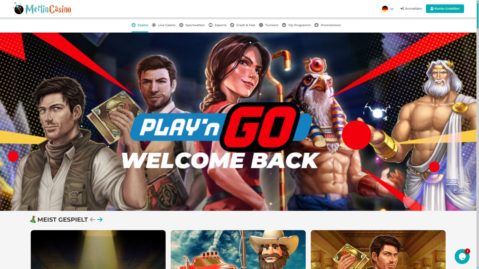 Merlin Casino — Lobby (Desktop)