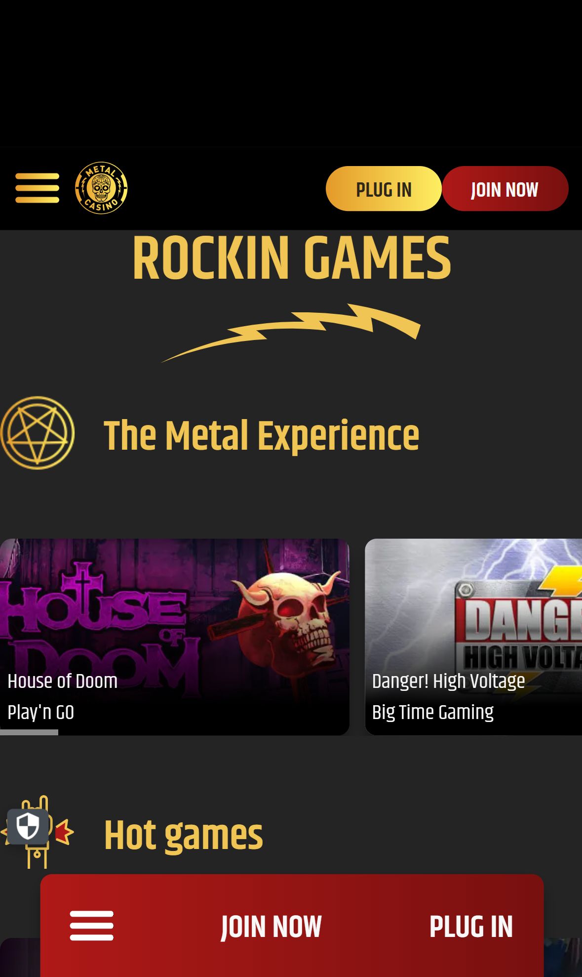 Metal Casino — Lobby (Mobile)
