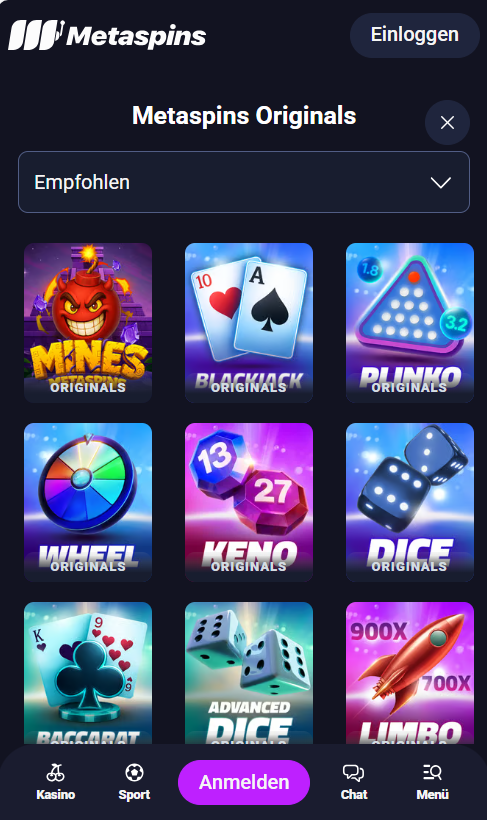 Metaspins — Lobby (Mobil)