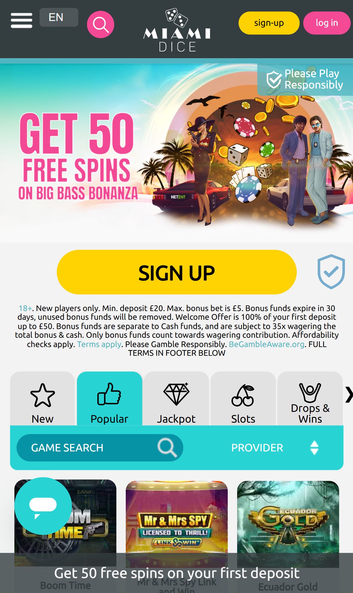 Miamidice — Lobby (Mobile)