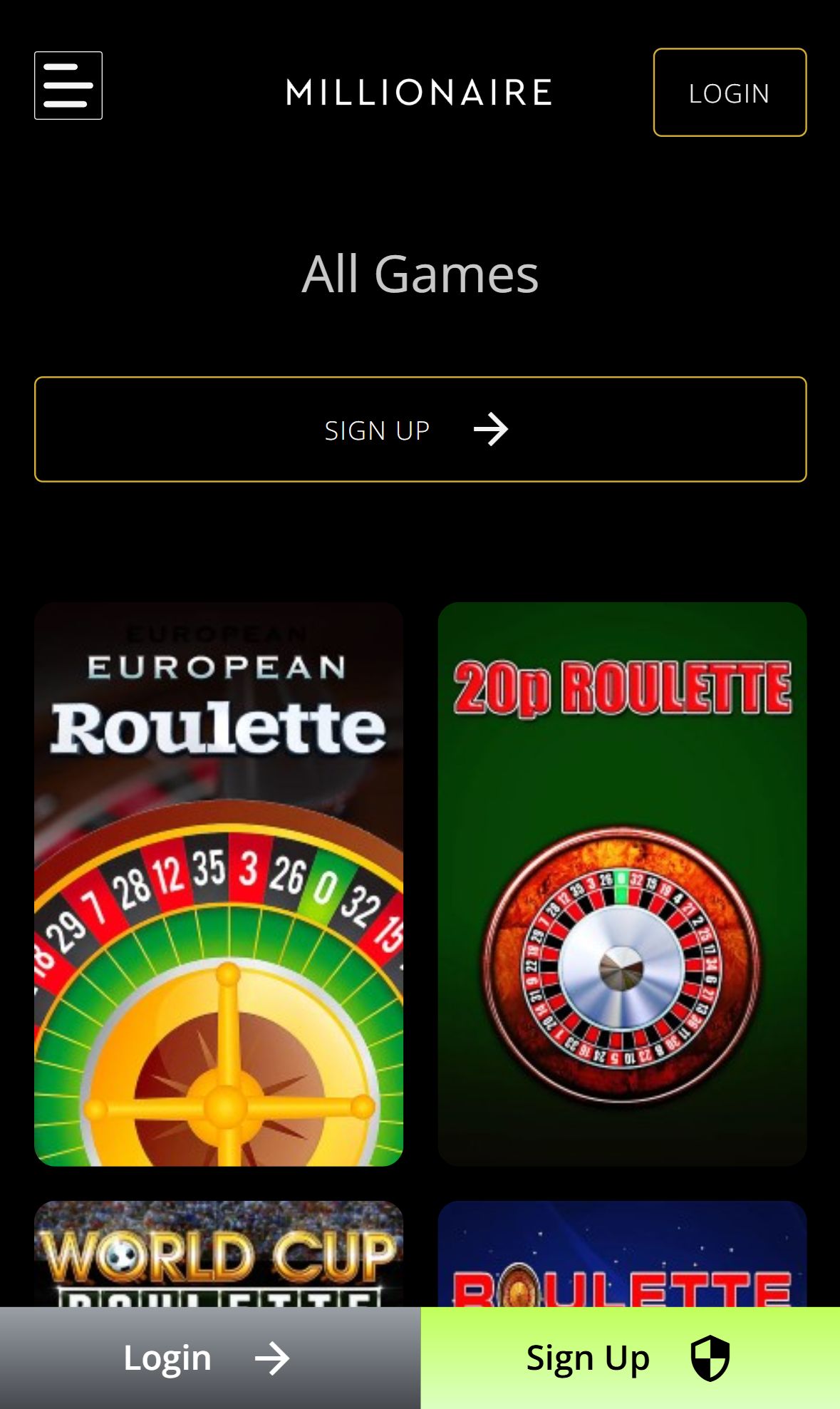 Millionaire — Lobby (Mobile)