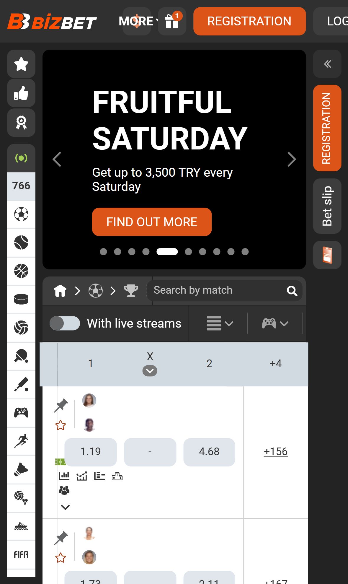 Bizbet — Homepage (Mobile)