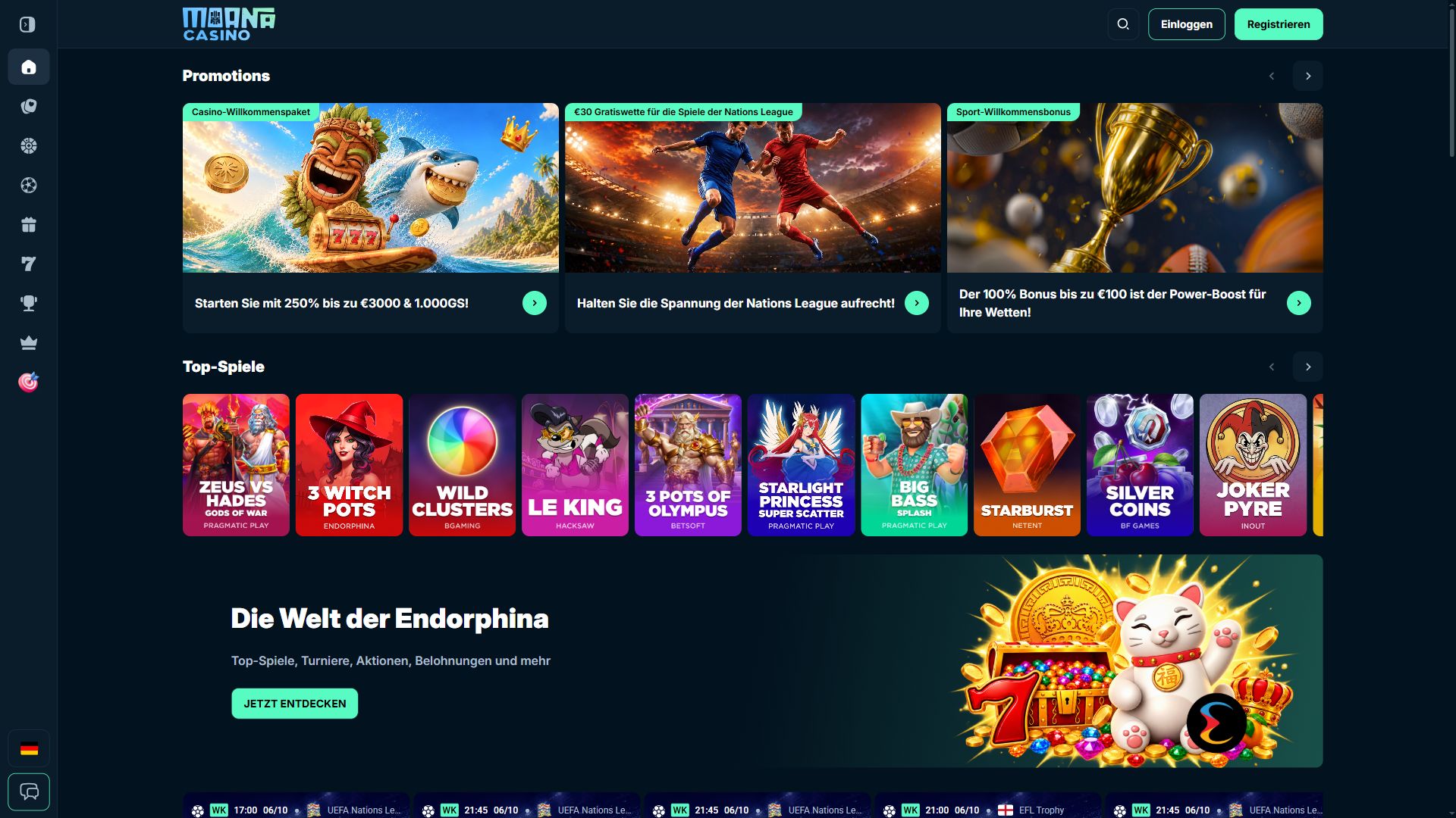 Moana Casino — Startseite (Desktop)