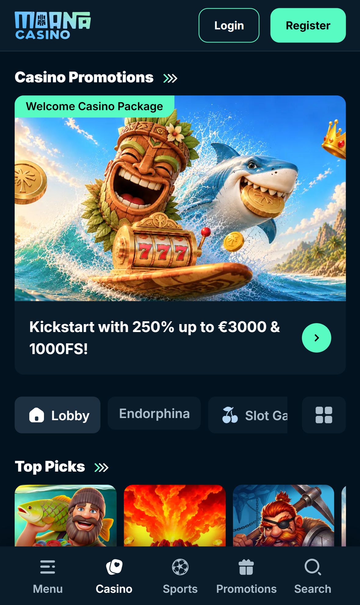 Moana Casino — Lobby (Mobile)