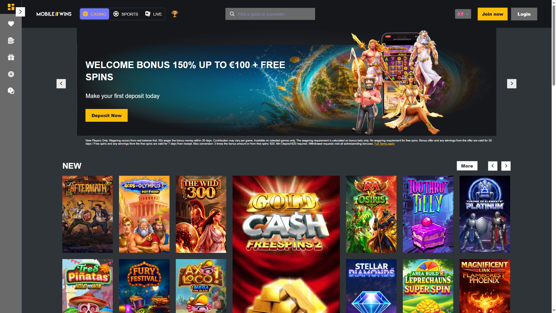 Mobilewins — Homepage (Desktop)