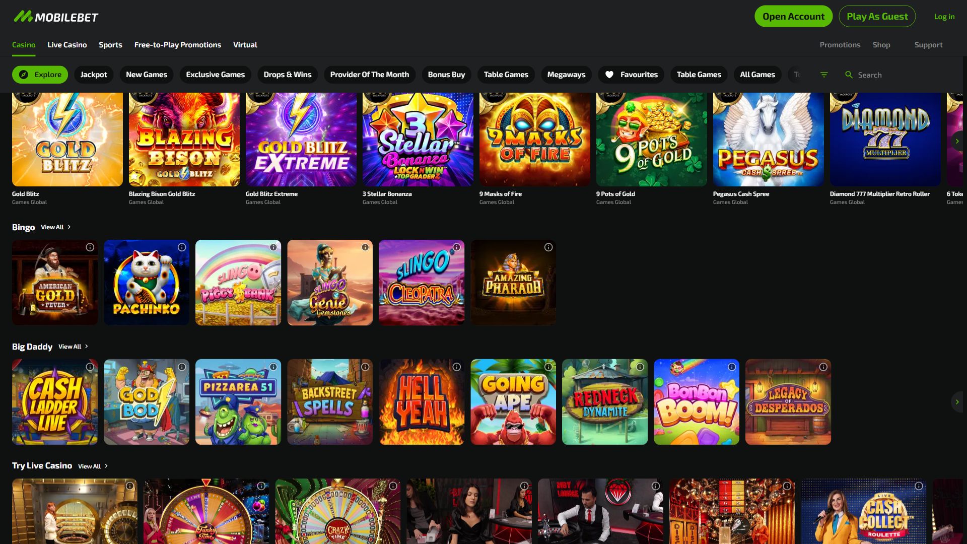 Mobilebet — Homepage (Desktop)