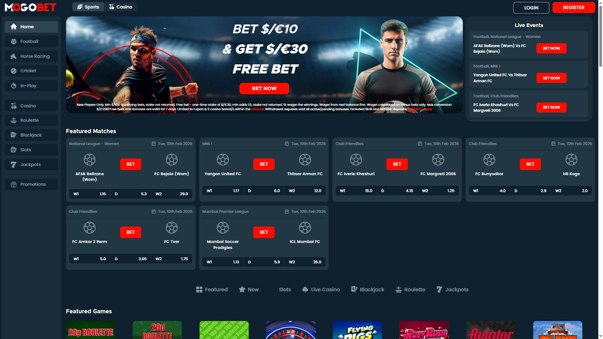 Mogobet — Homepage (Desktop)