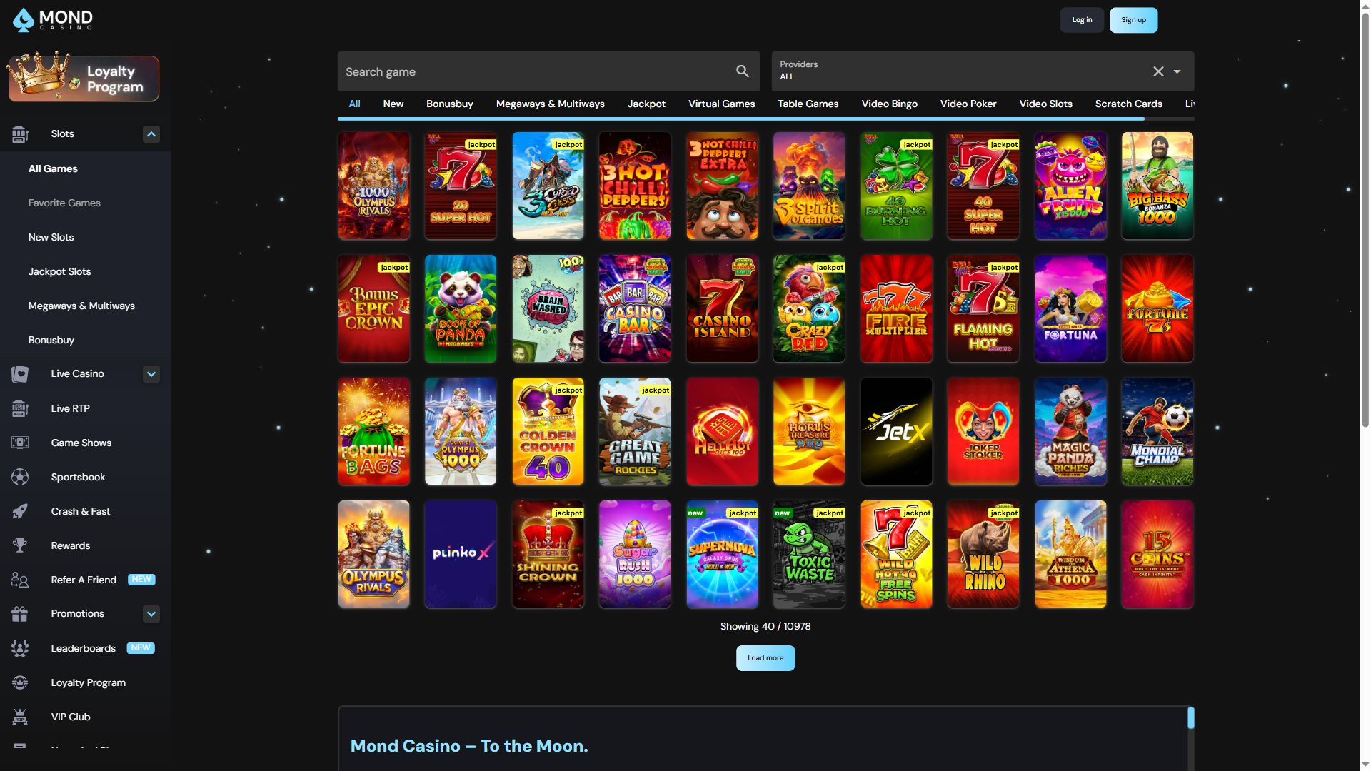 Mond Casino — Lobby (Desktop)