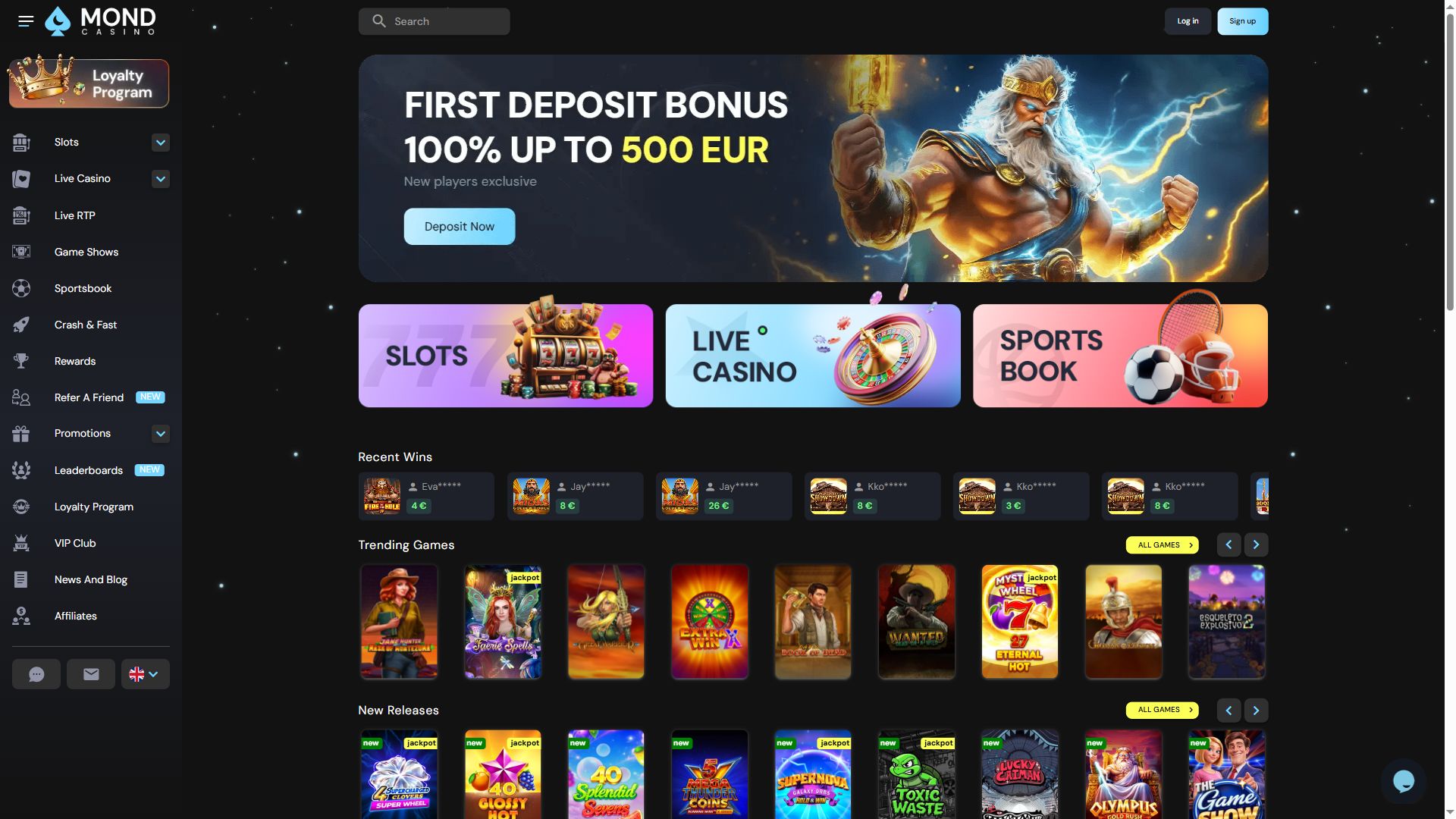 Mond Casino — Homepage (Desktop)