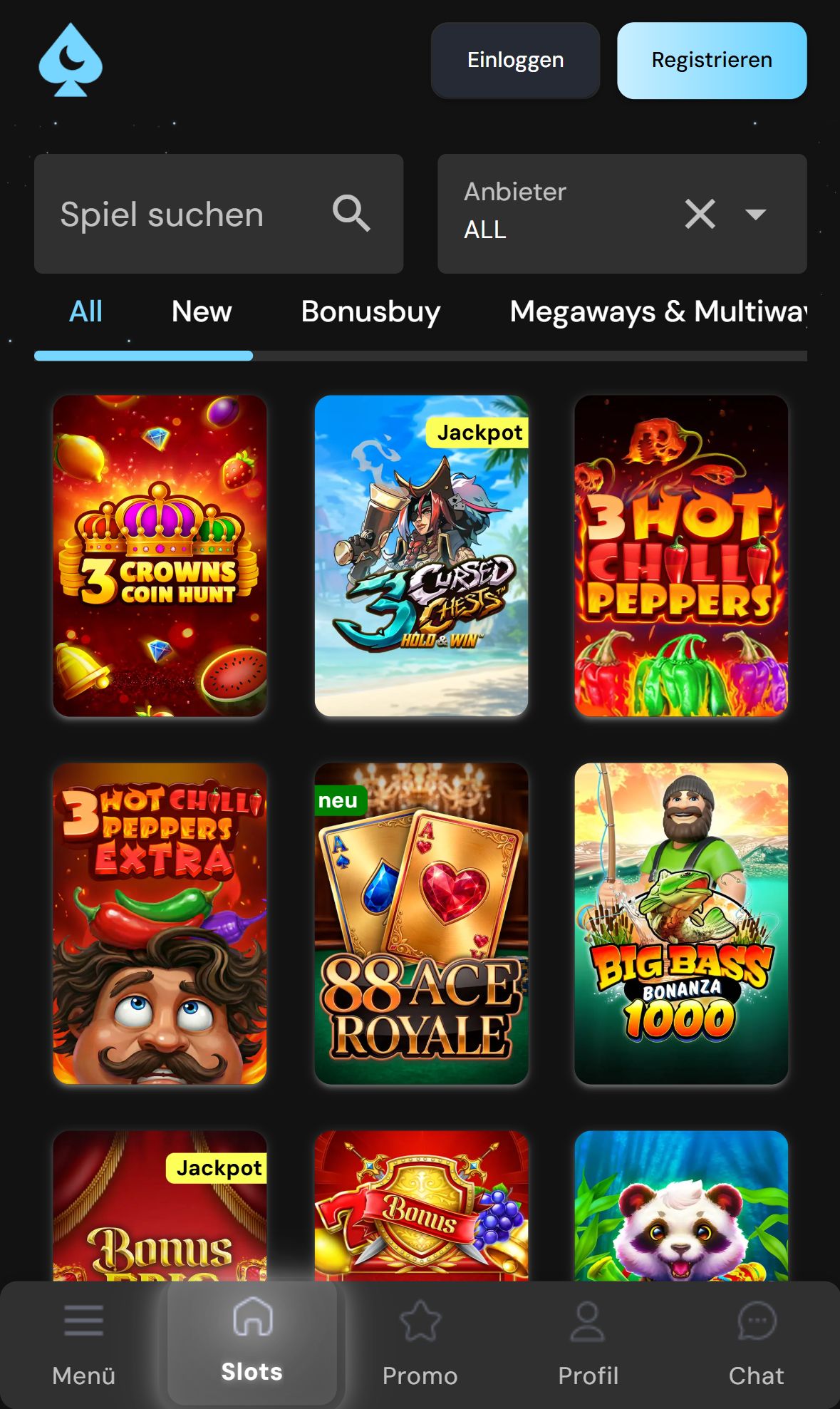 Mond Casino — Lobby (Mobil)