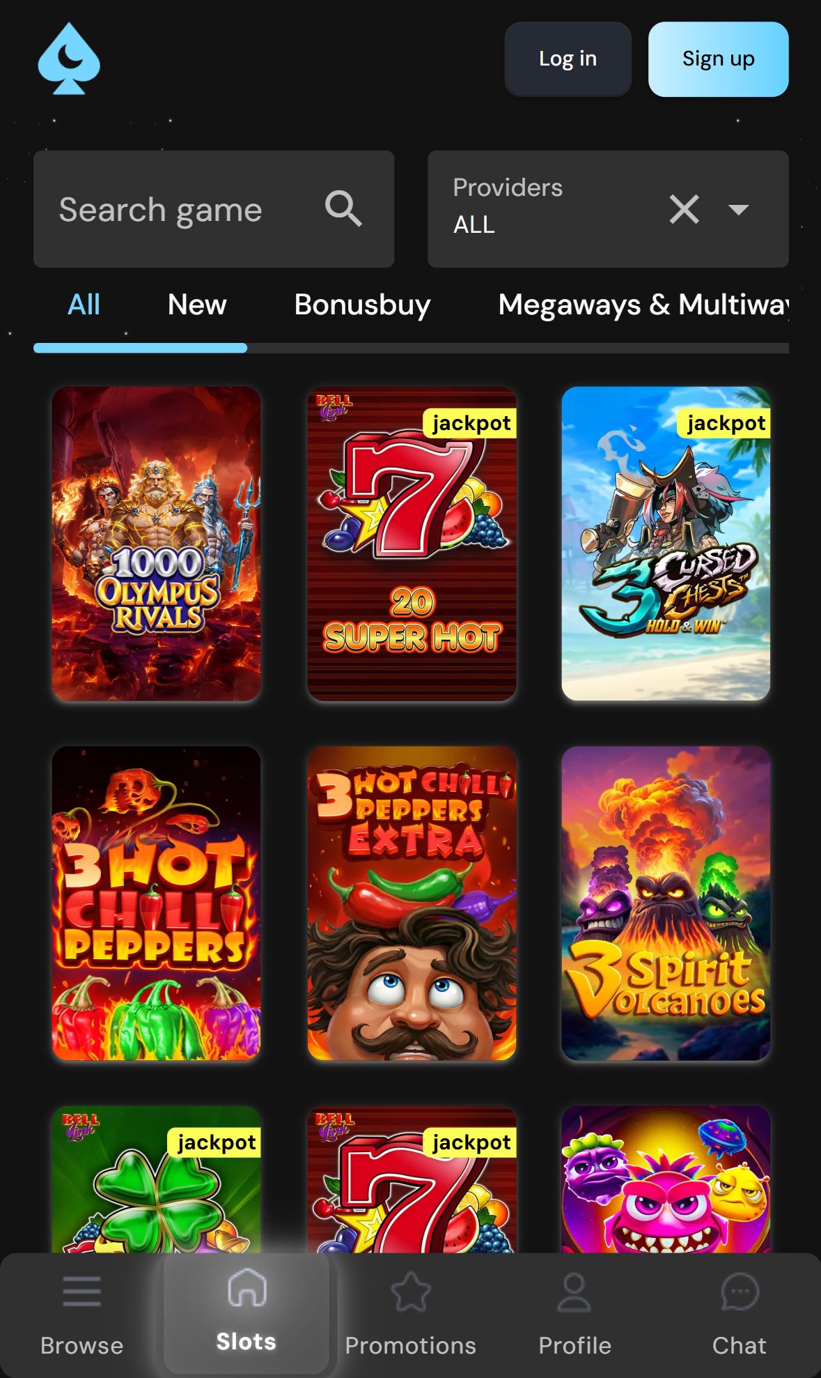Mond Casino — Lobby (Mobile)