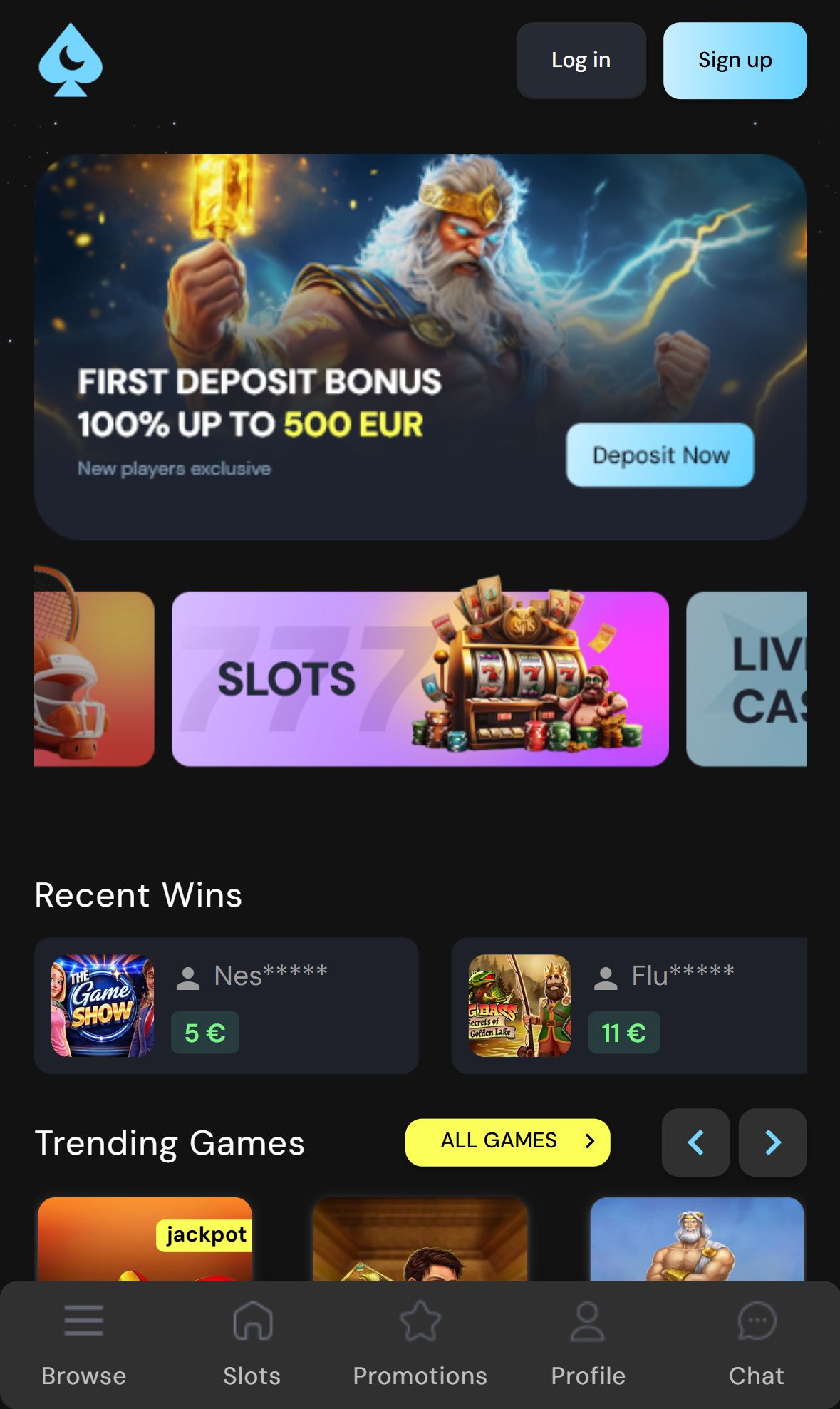Mond Casino — Homepage (Mobile)