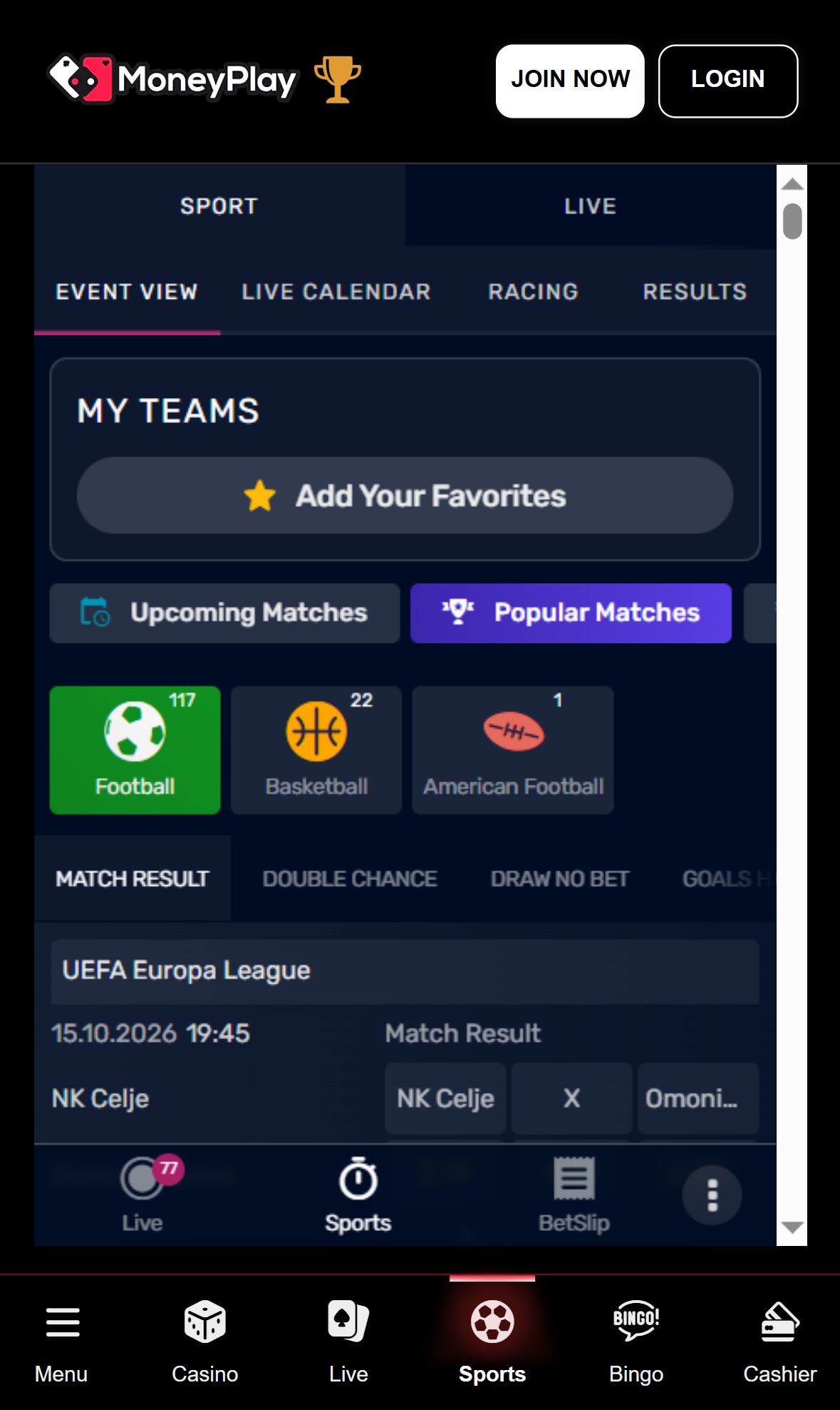 MoneyPlay — Homepage (Mobile)