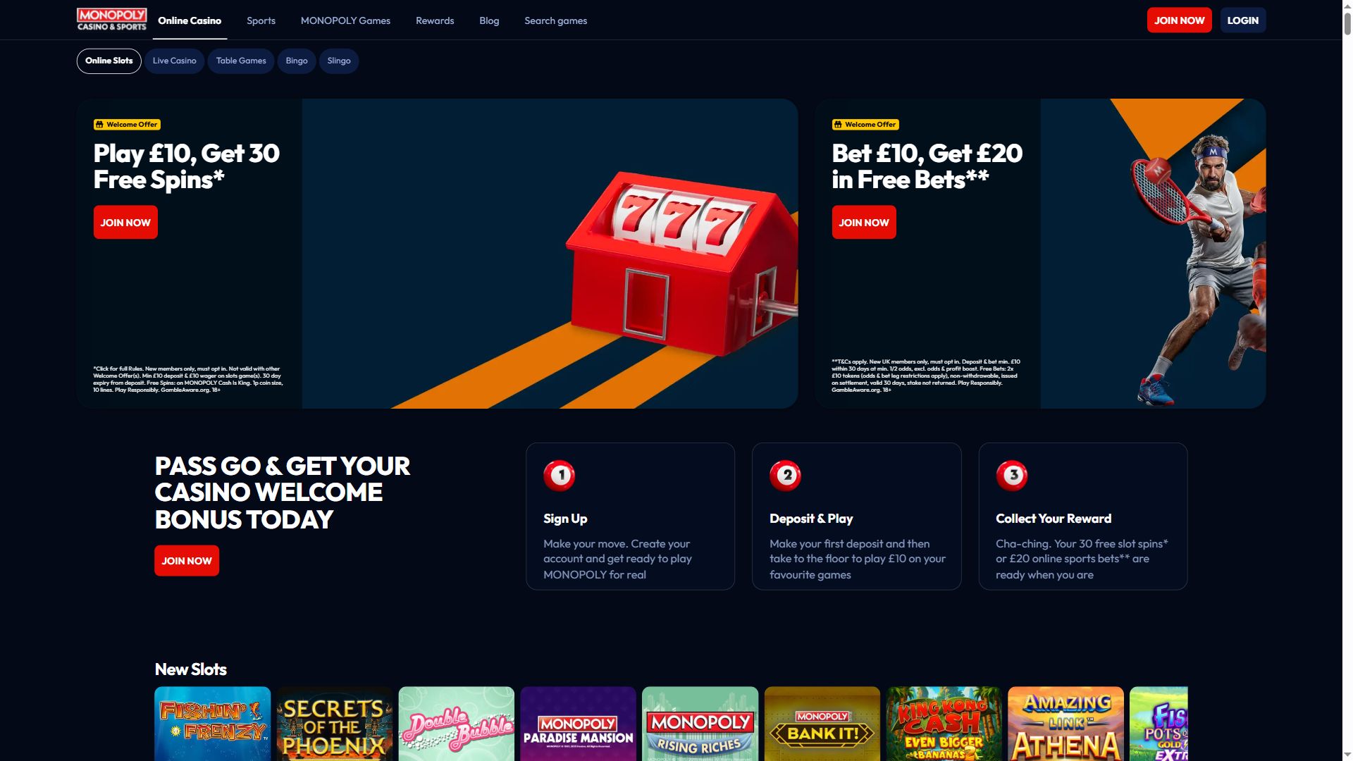 Monopolycasino — Lobby (Desktop)