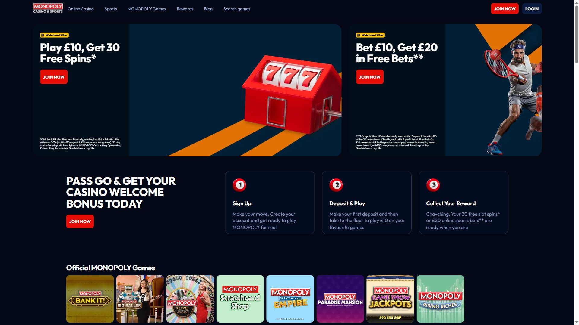 Monopolycasino — Homepage (Desktop)