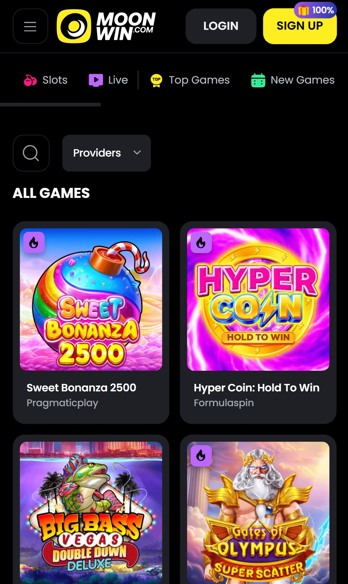 Moonwin — Lobby (Mobile)