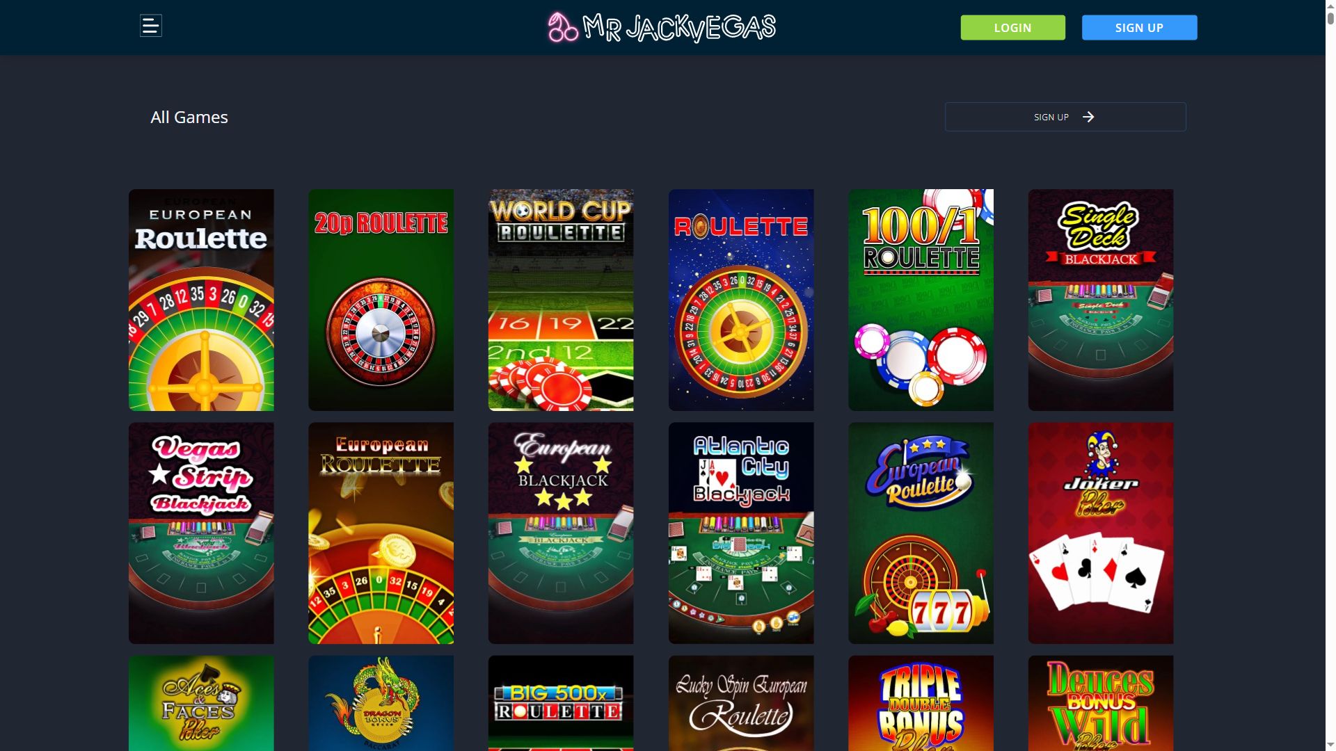 MrJackVegas — Lobby (Desktop)