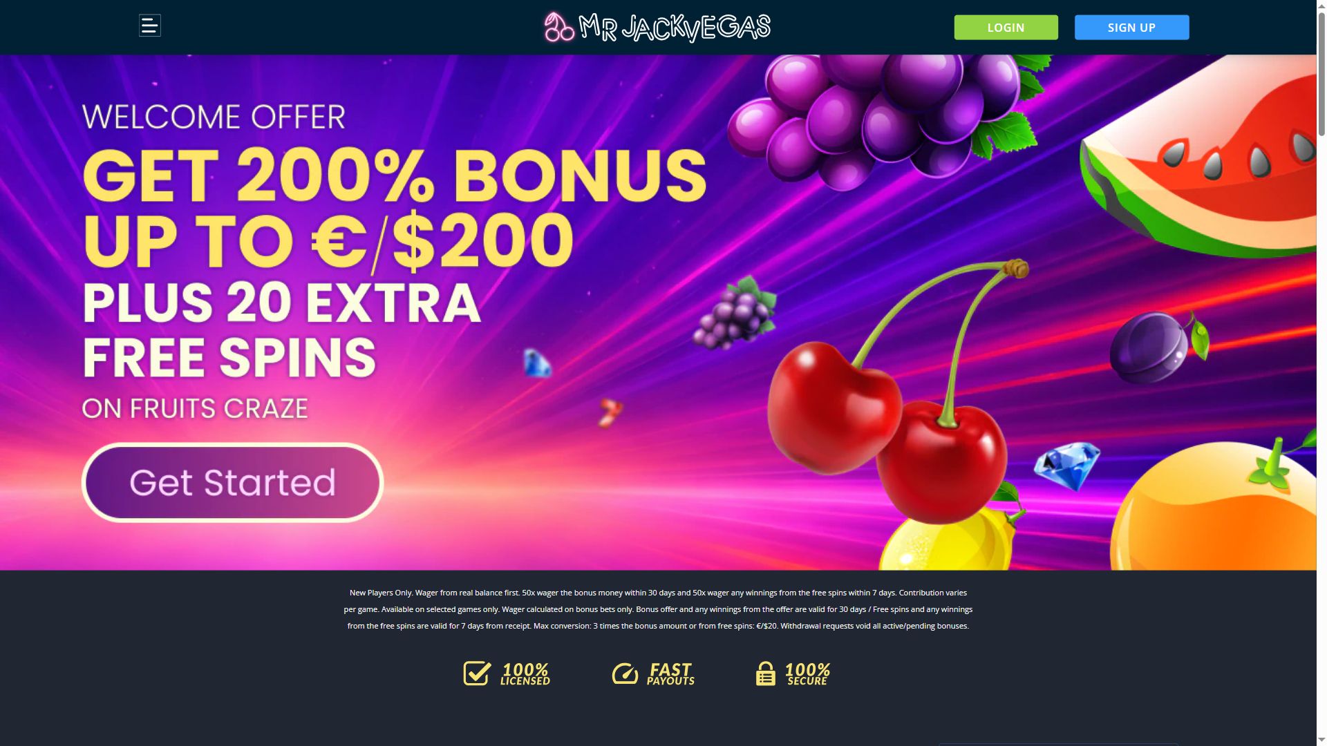 MrJackVegas — Homepage (Desktop)