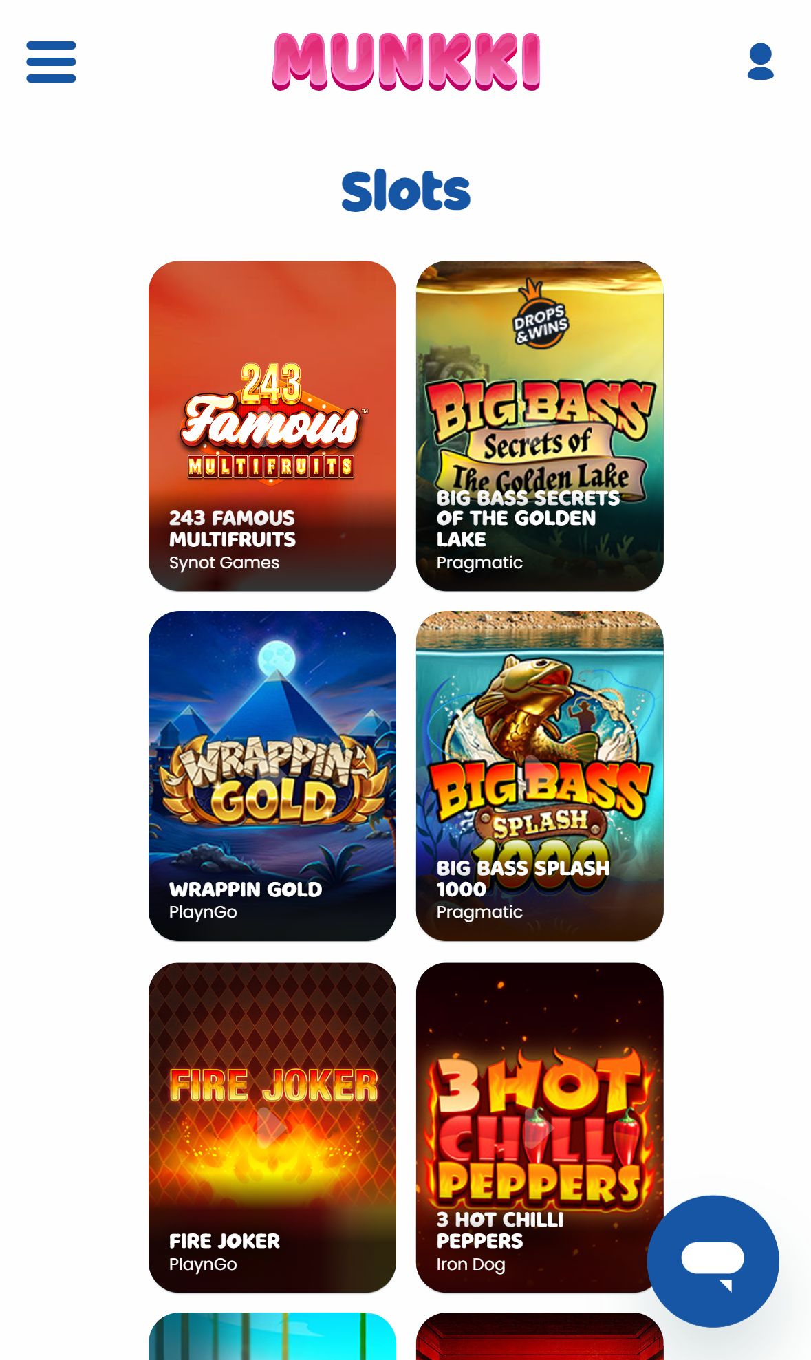 Munkkikasino — Lobby (Mobile)
