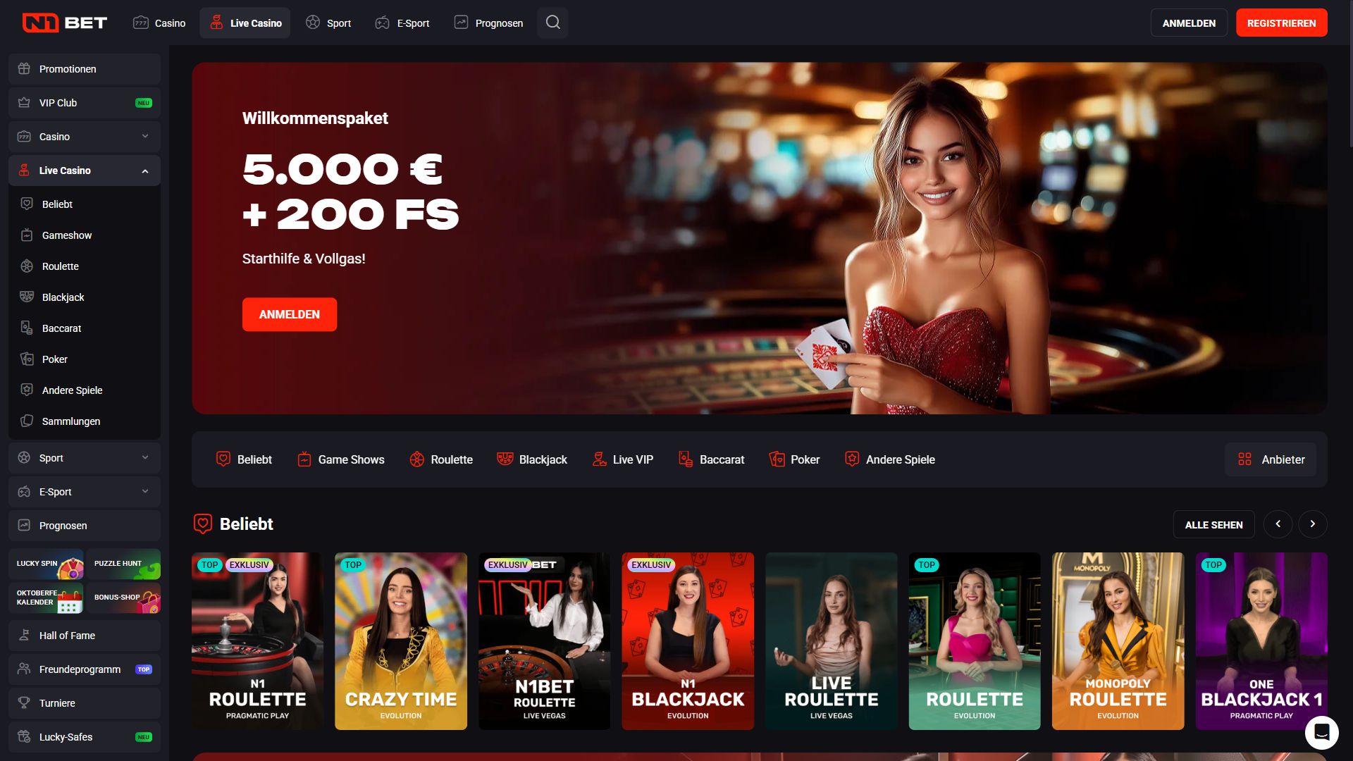N1Bet — Lobby (Desktop)