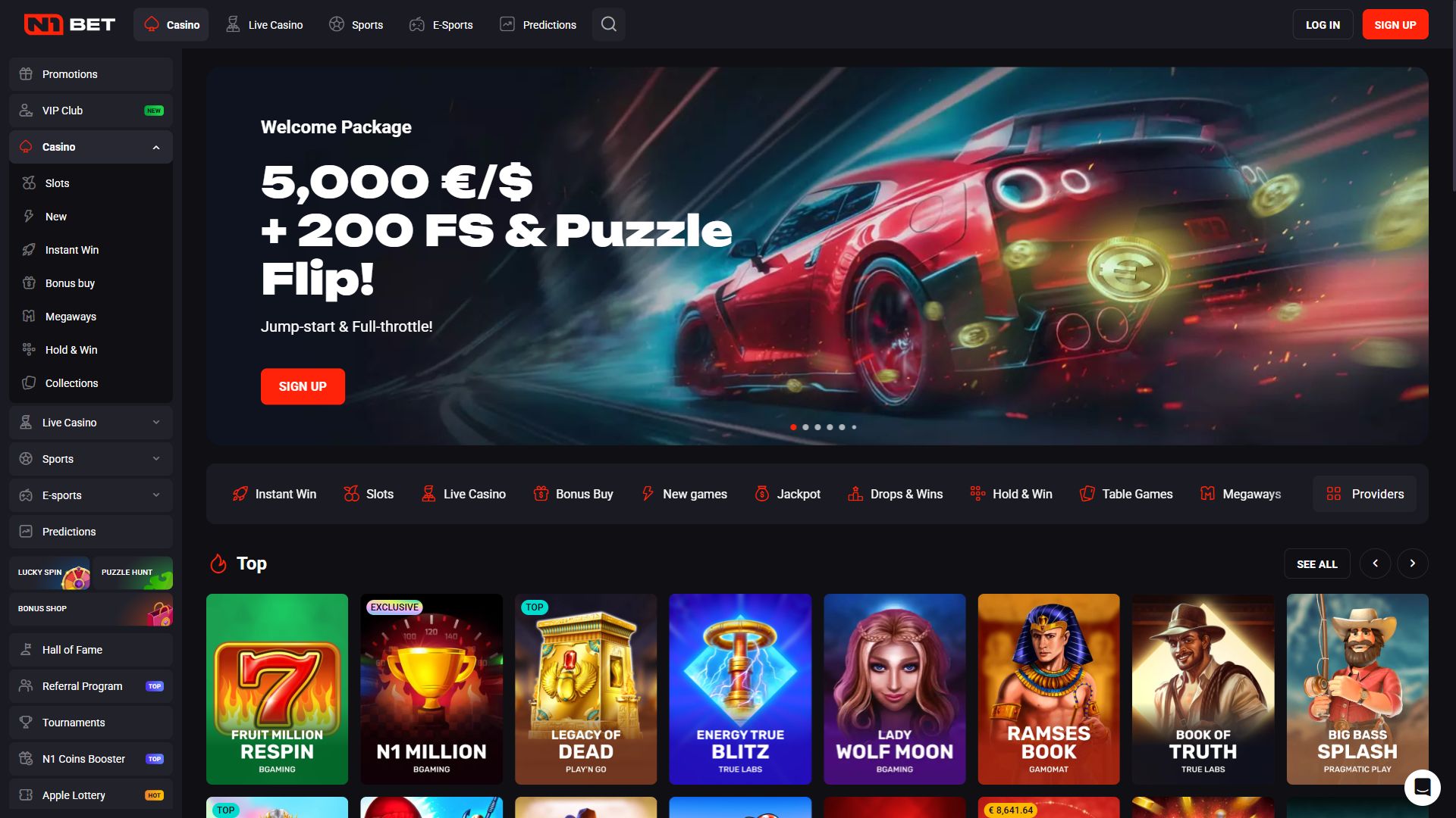 N1Bet — Homepage (Desktop)