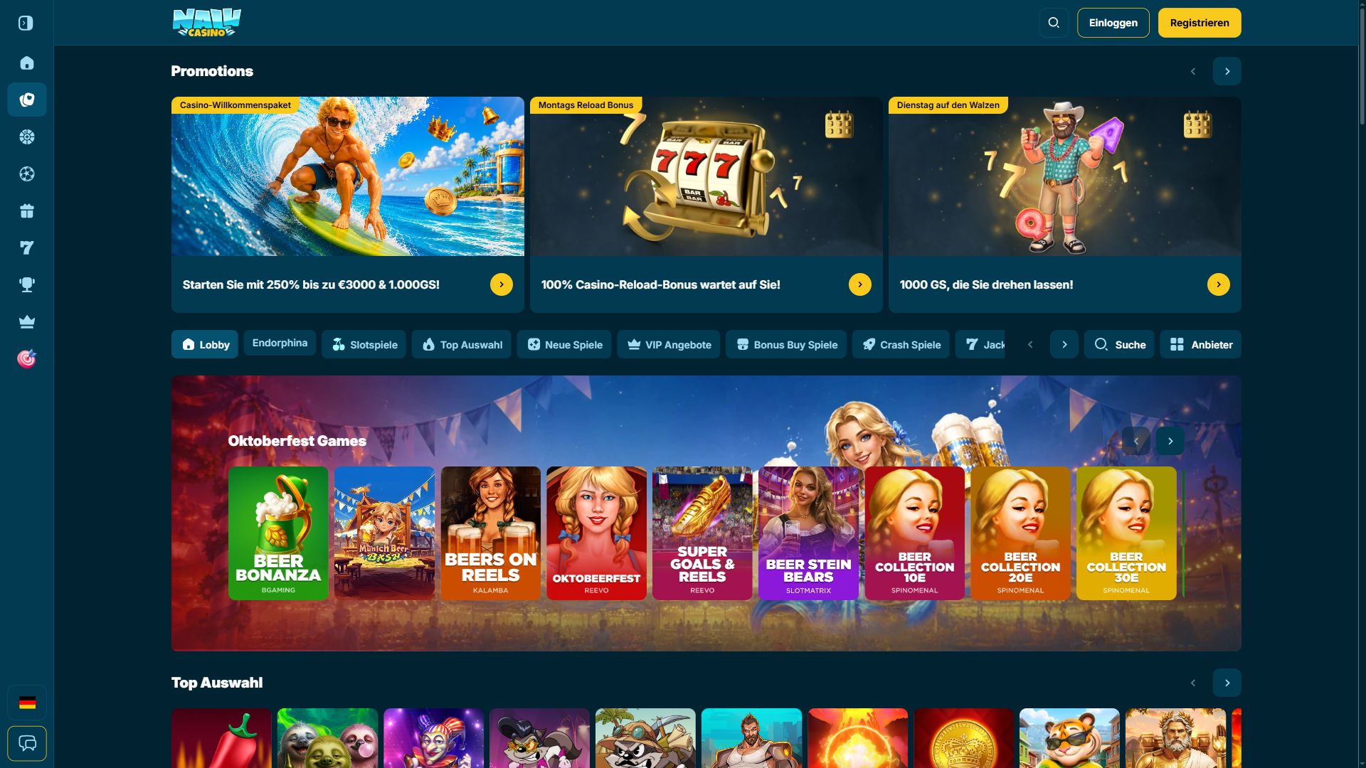 Nalu Casino — Lobby (Desktop)