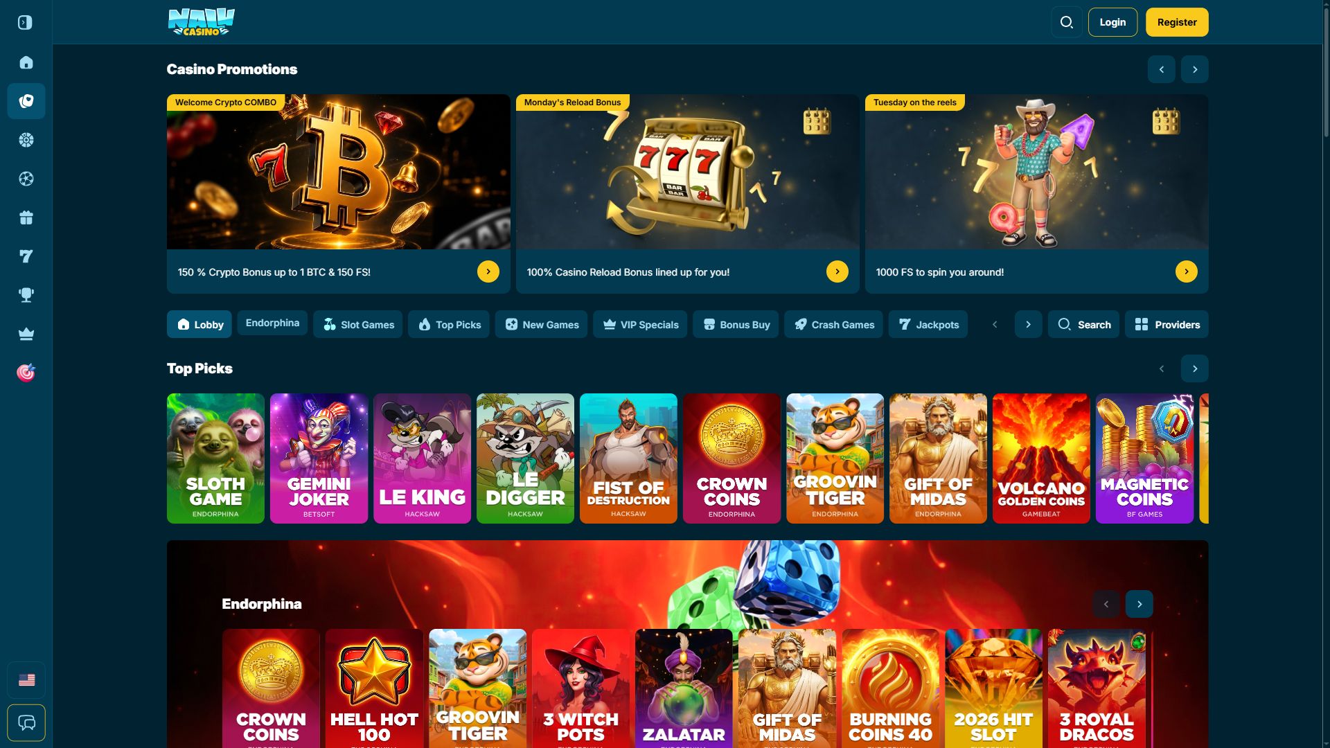 Nalu Casino — Lobby (Desktop)