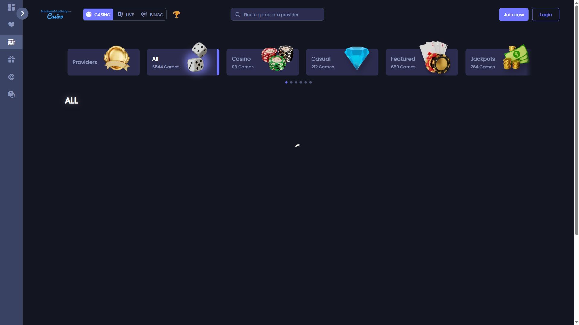 National Lottery — Lobby (Desktop)