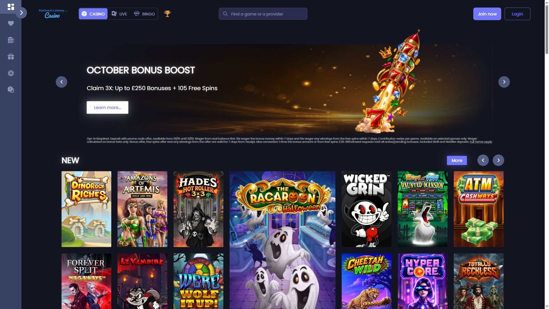 National Lottery — Homepage (Desktop)
