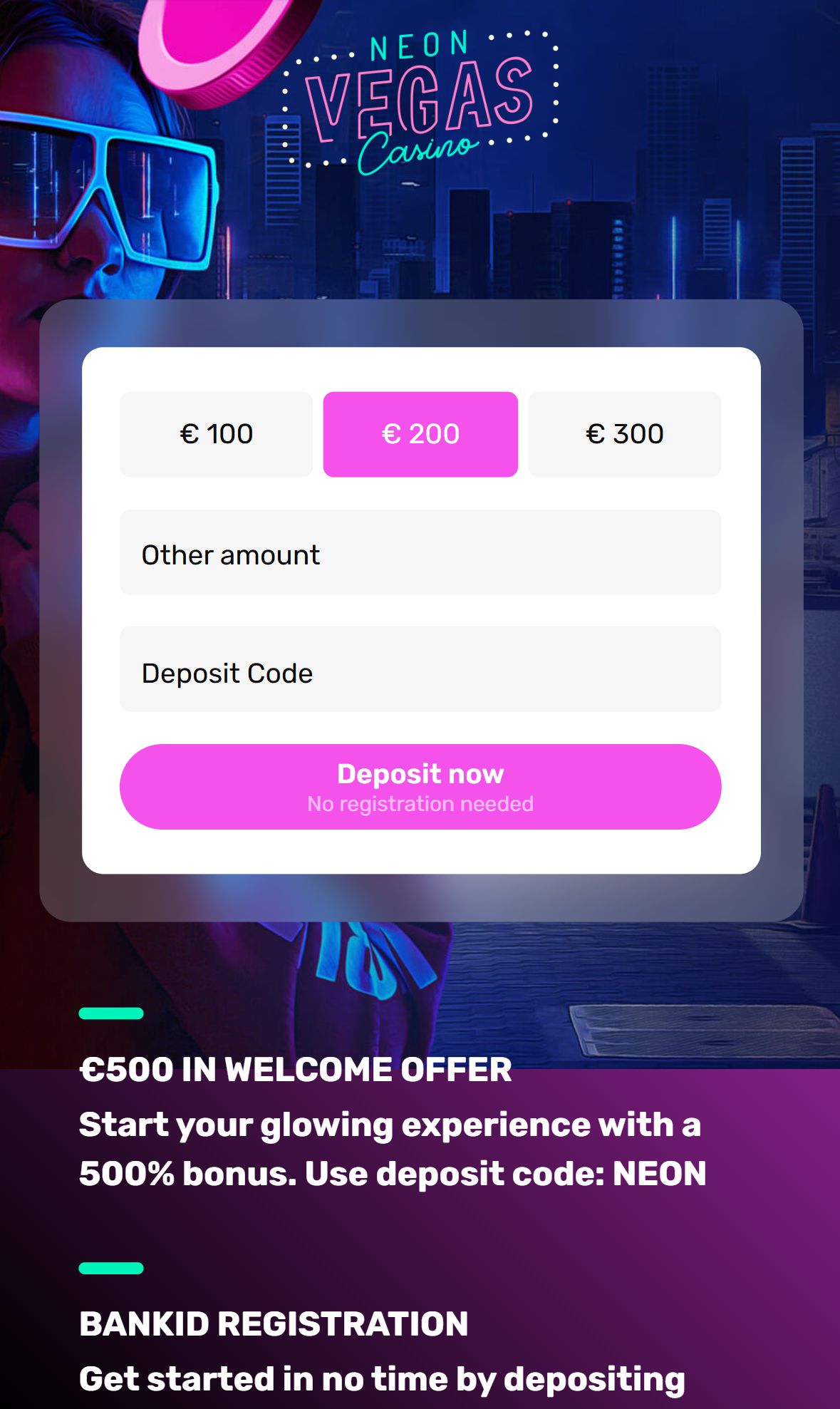 NeonVegas — Homepage (Mobile)