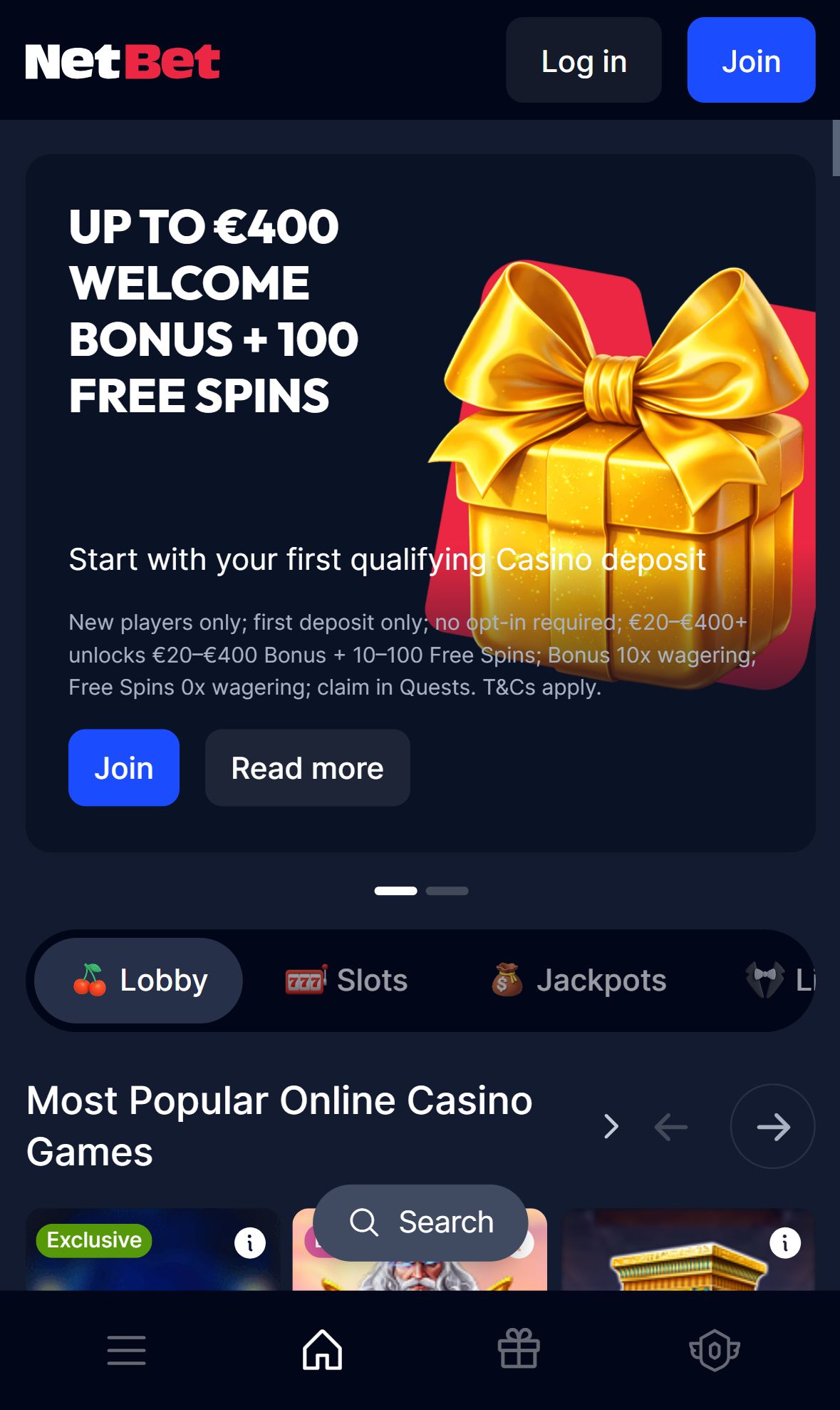 Netbet — Homepage (Mobile)