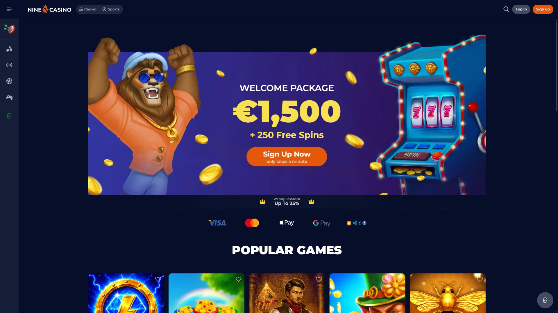NineCasino — Homepage (Desktop)