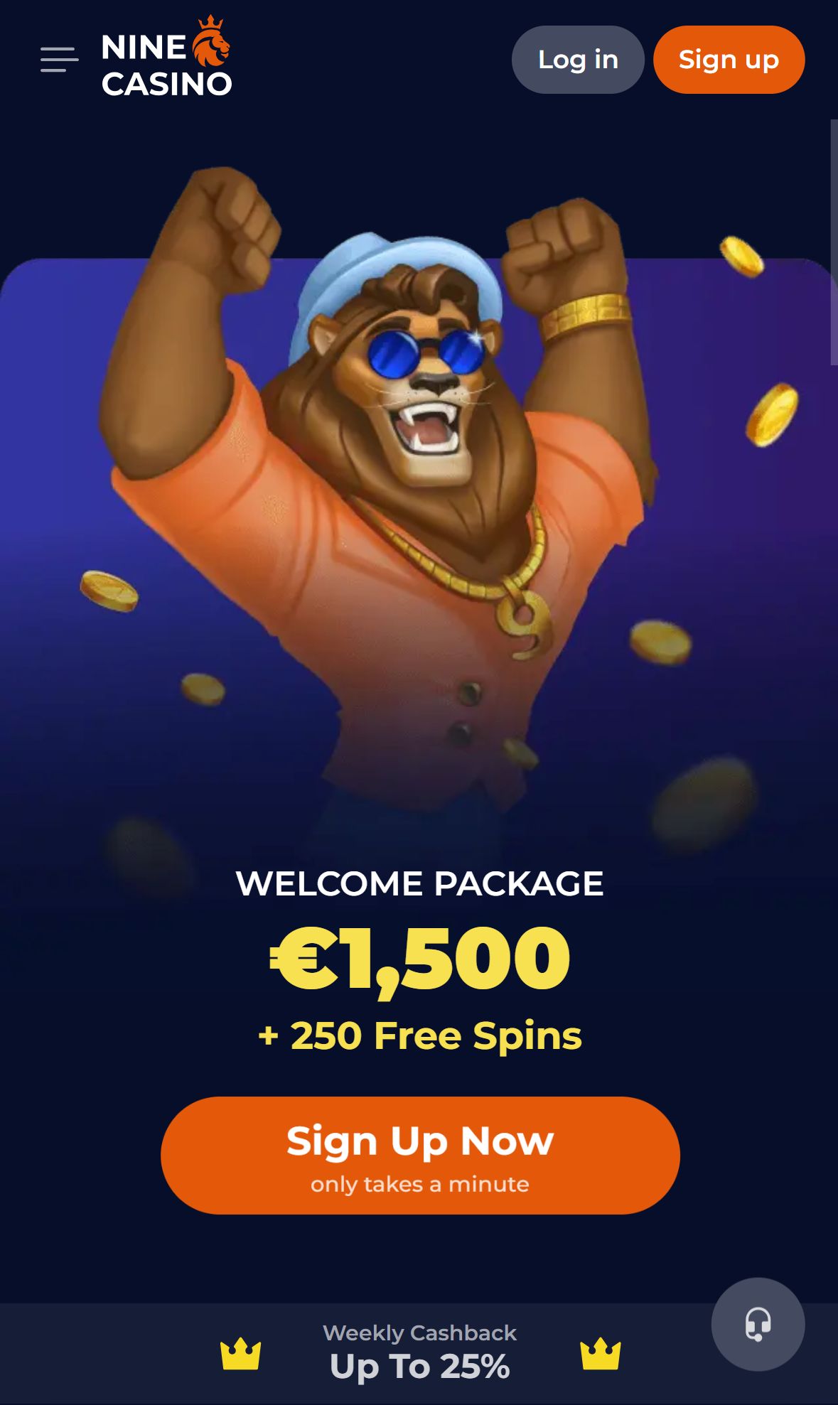NineCasino — Homepage (Mobile)