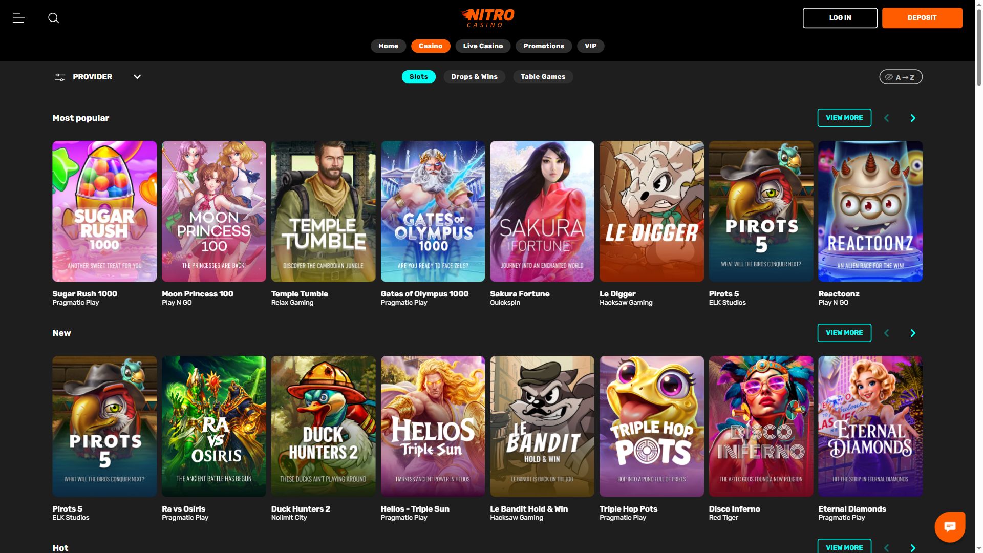 Nitrocasino — Lobby (Desktop)