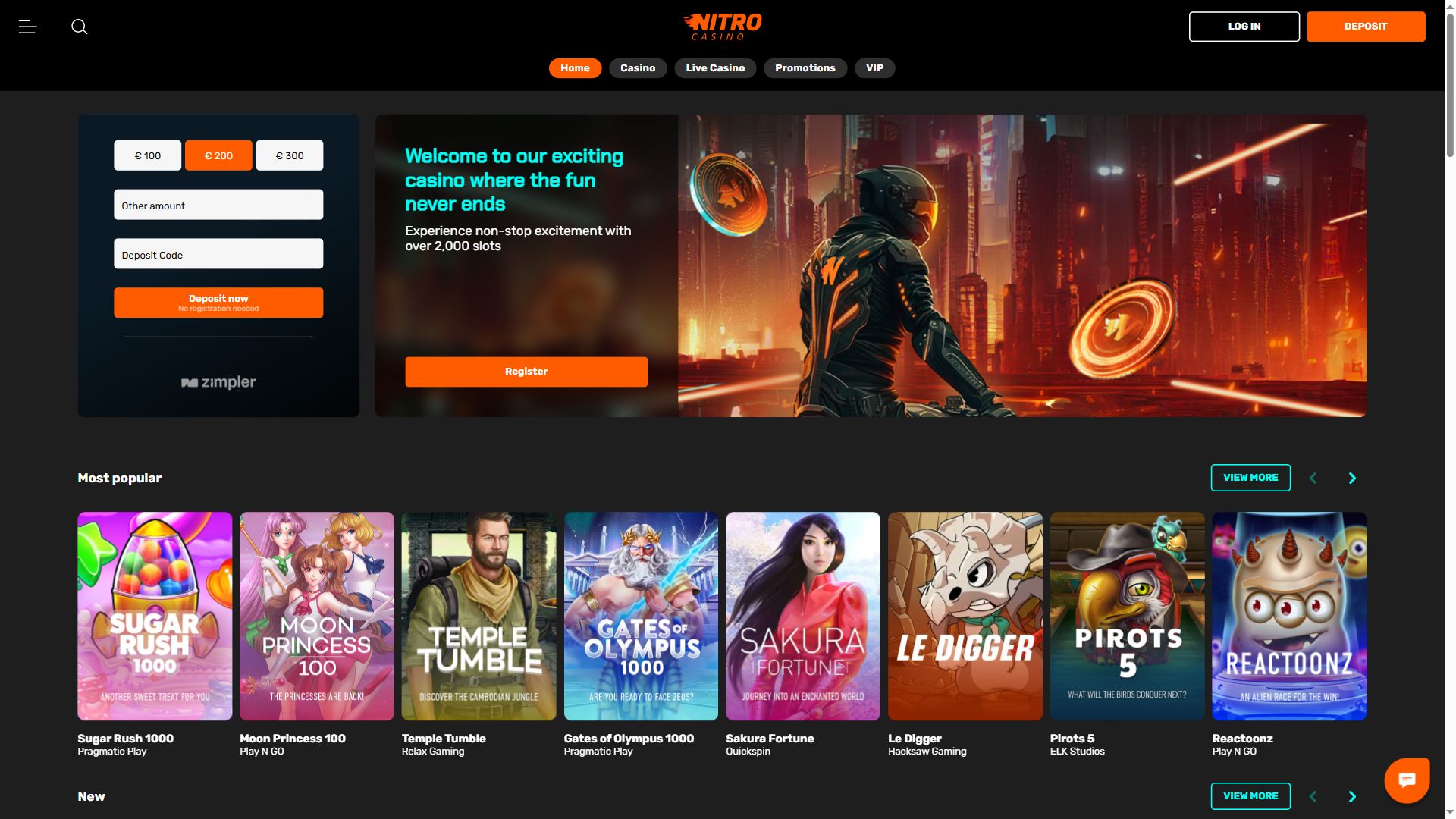 Nitrocasino — Homepage (Desktop)