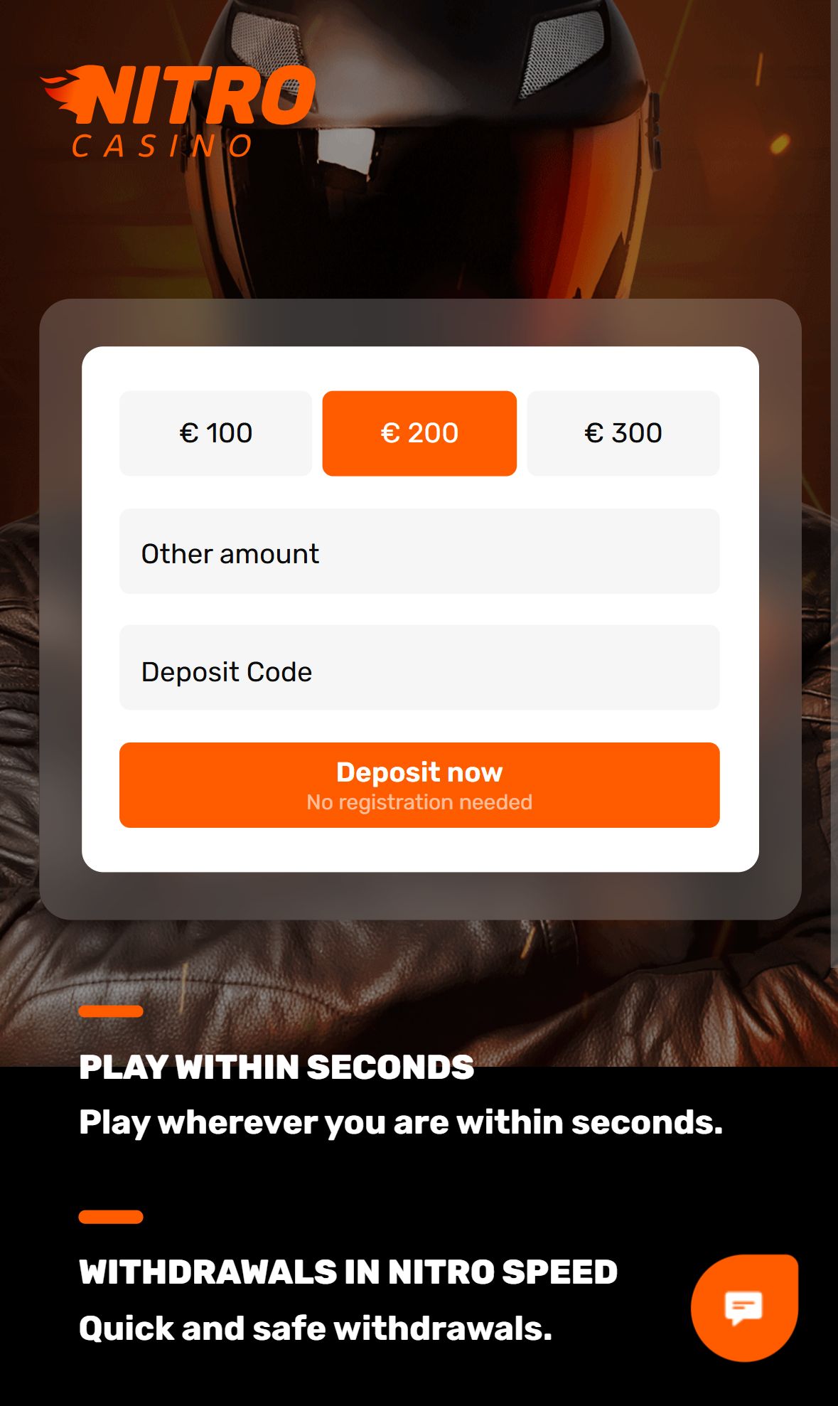 Nitrocasino — Homepage (Mobile)