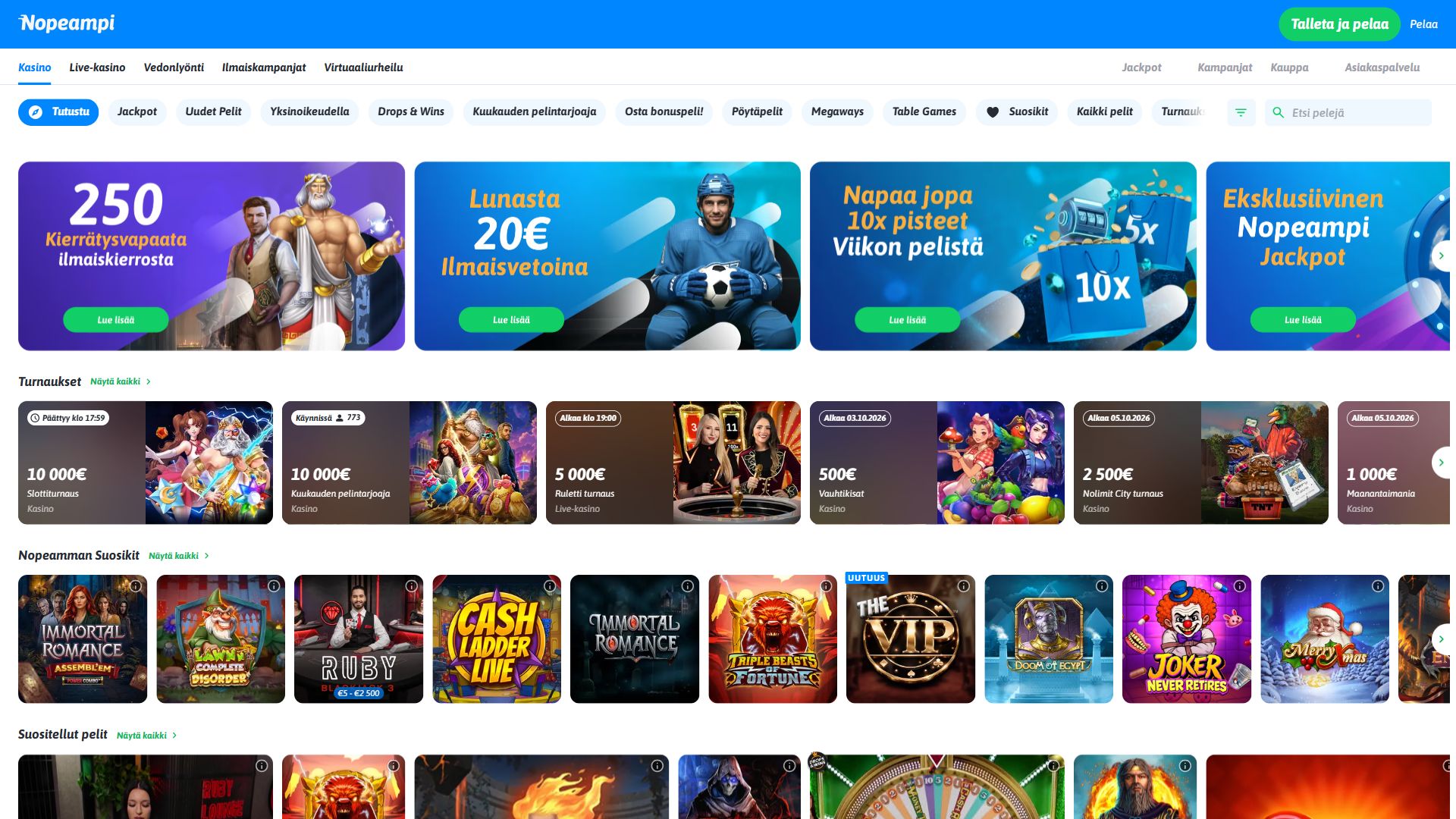 Nopeampi — Homepage (Desktop)