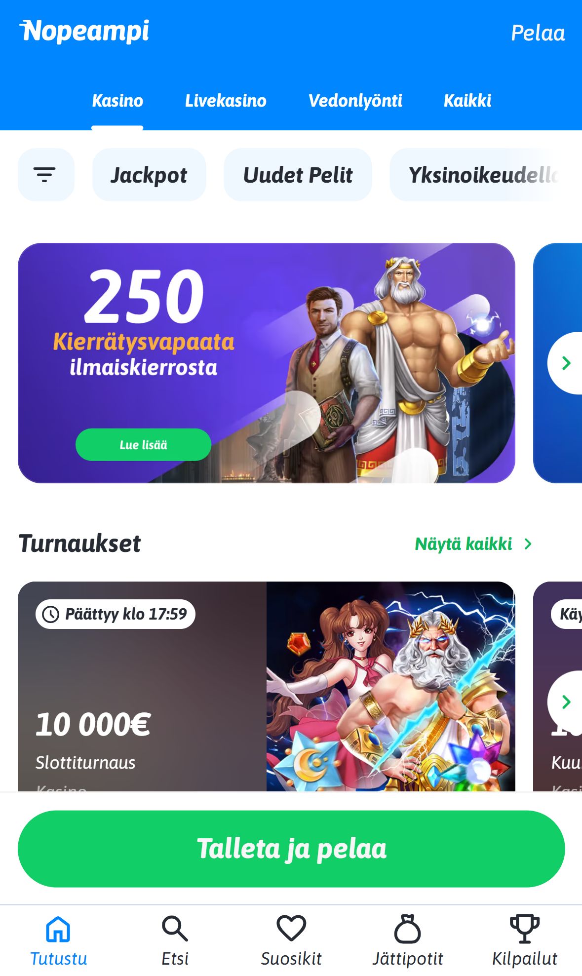Nopeampi — Lobby (Mobile)