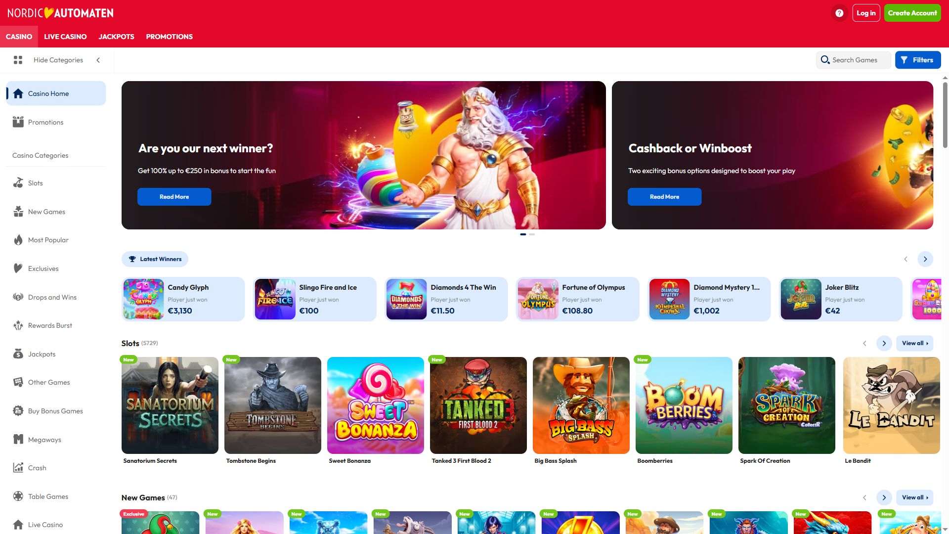 NordicAutomaten — Homepage (Desktop)