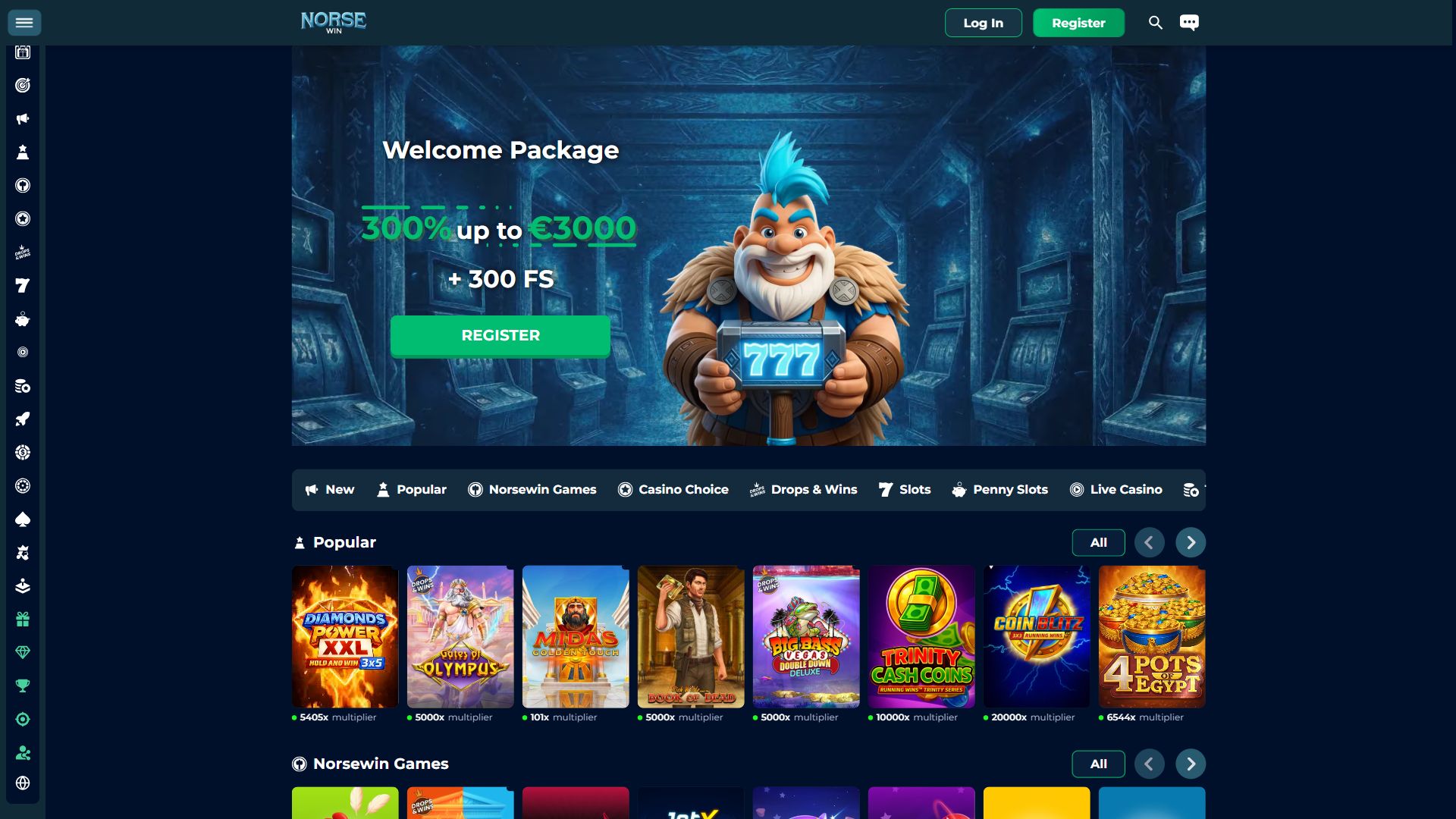 NorseWin — Homepage (Desktop)