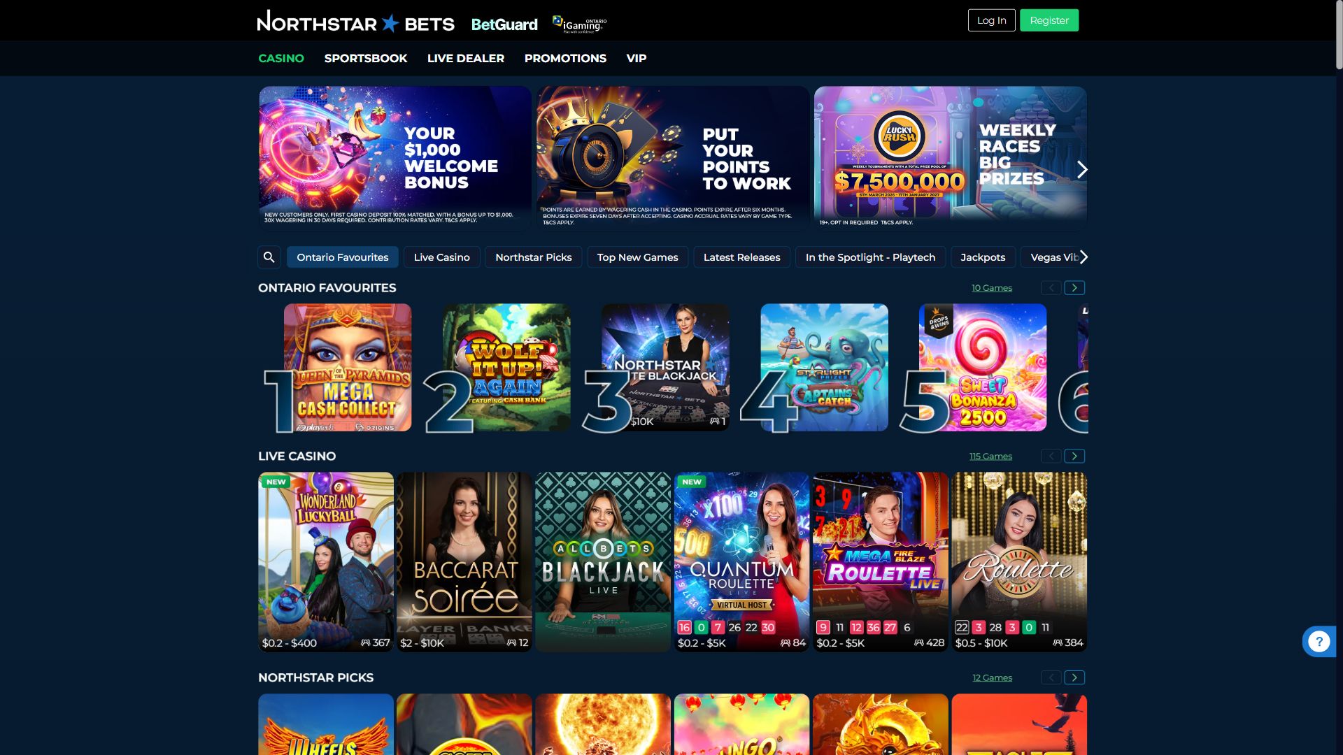 NorthStar Bets — Homepage (Desktop)