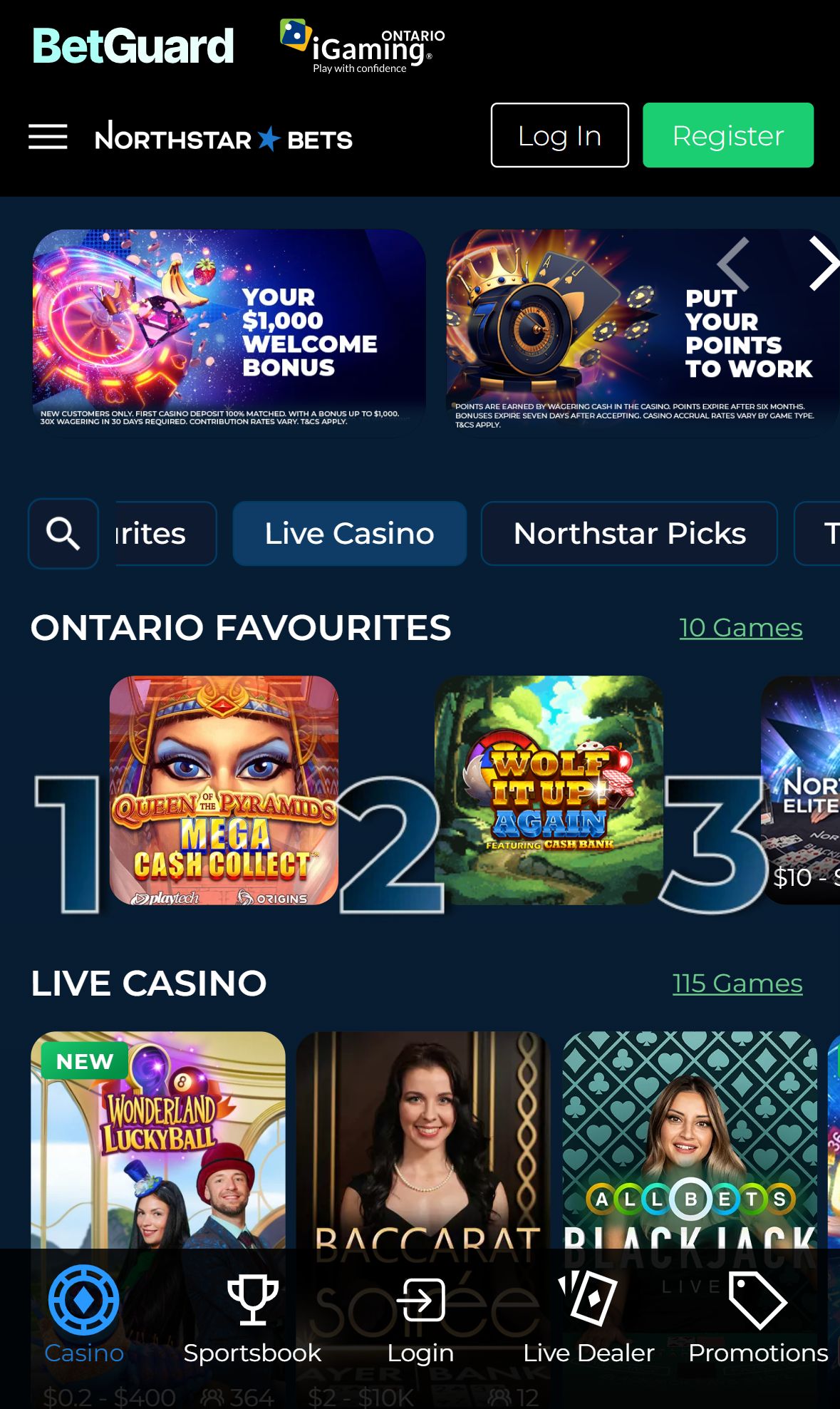 NorthStar Bets — Lobby (Mobile)