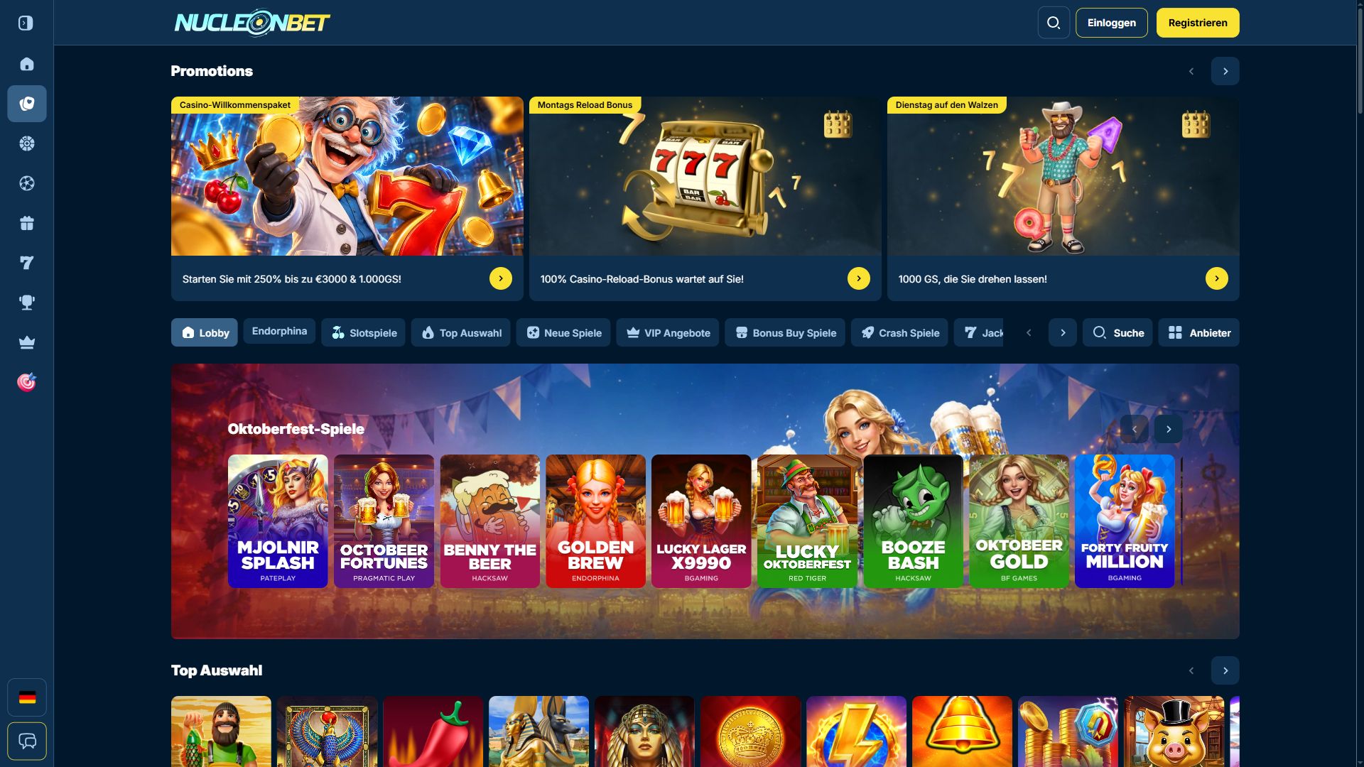 NucleonBet — Lobby (Desktop)