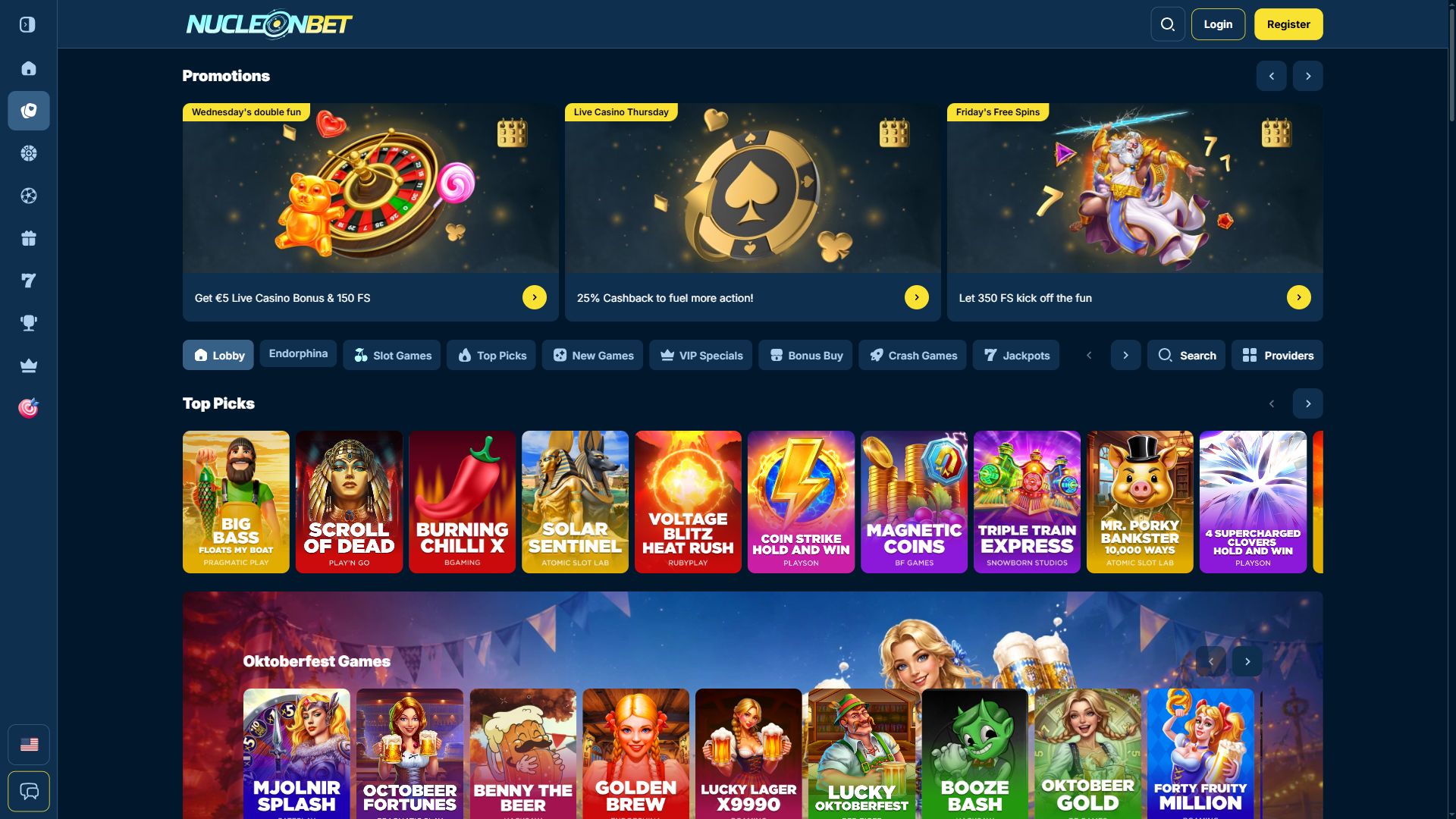 NucleonBet — Lobby (Desktop)