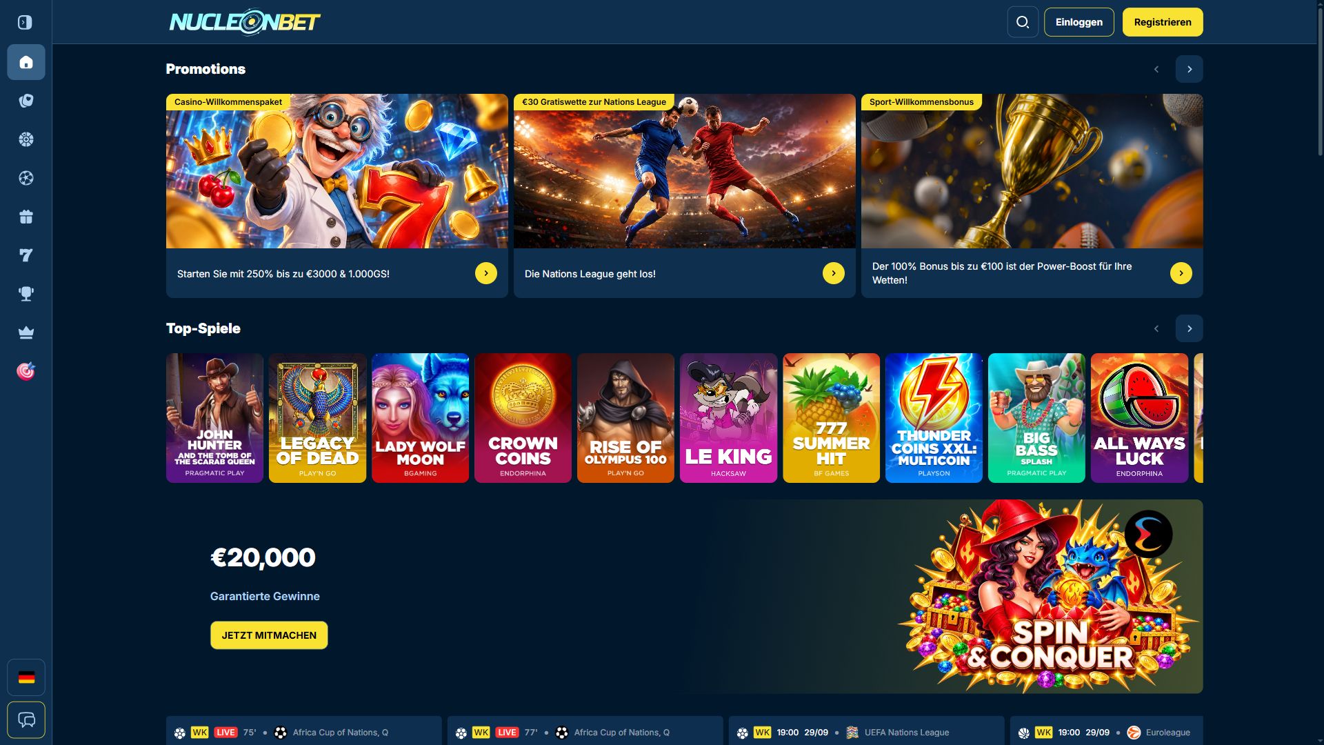 NucleonBet — Startseite (Desktop)