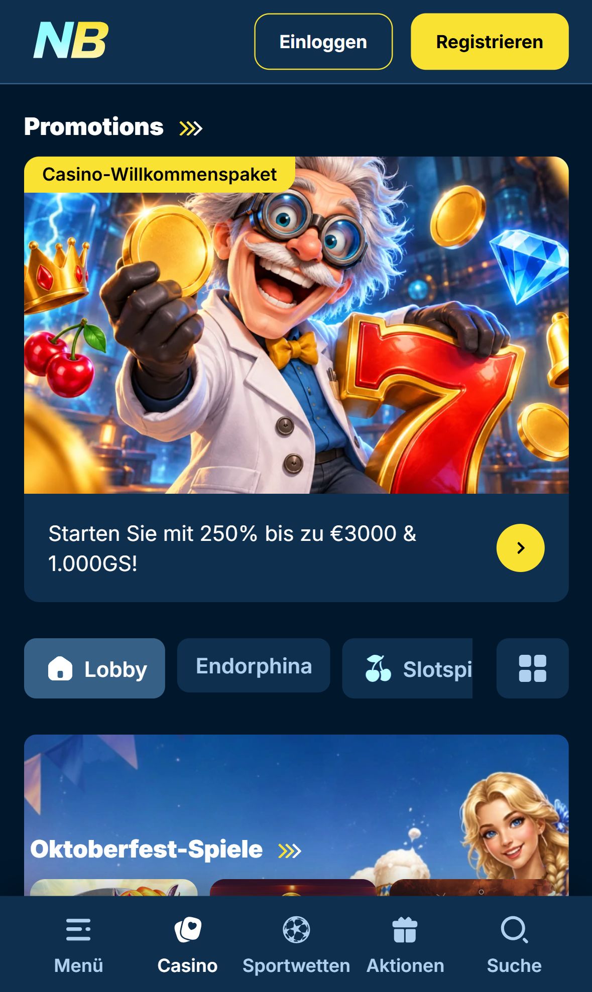NucleonBet — Lobby (Mobil)