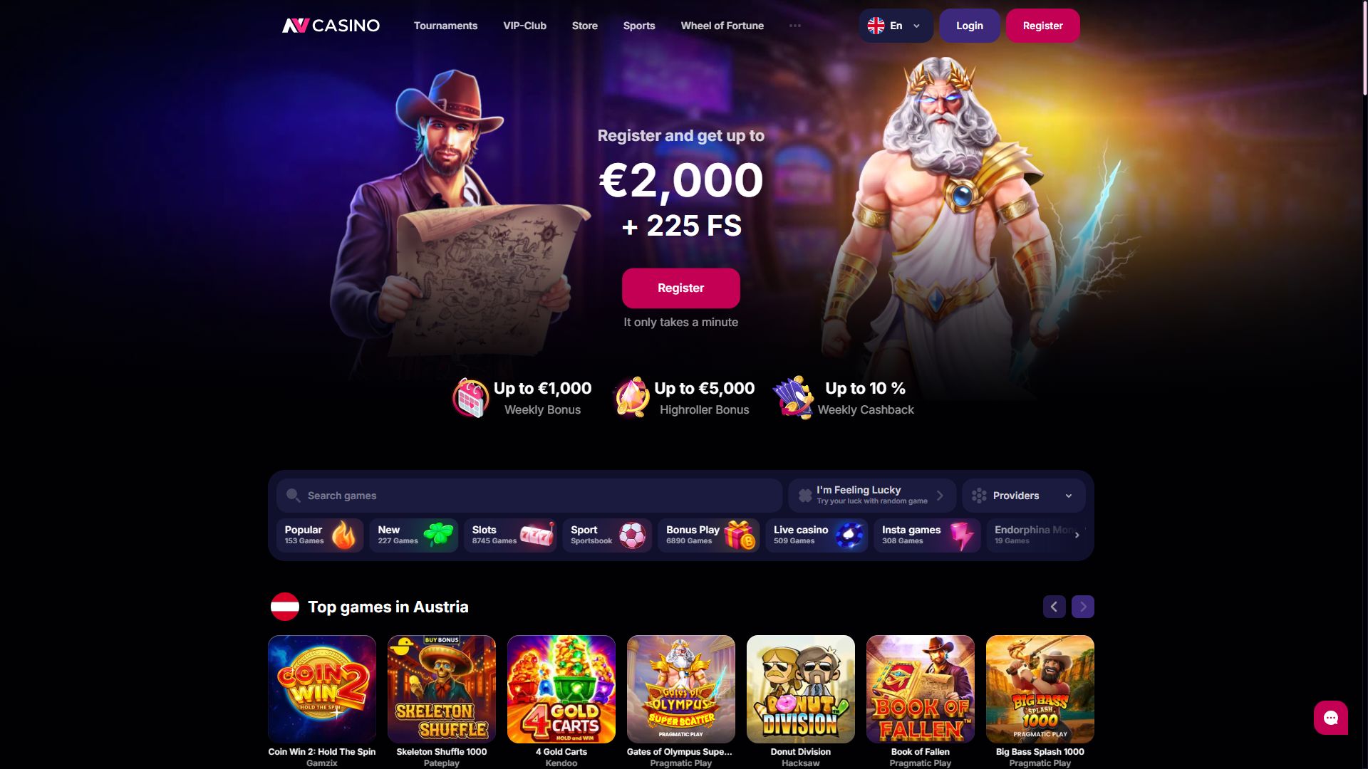 NV Casino — Homepage (Desktop)