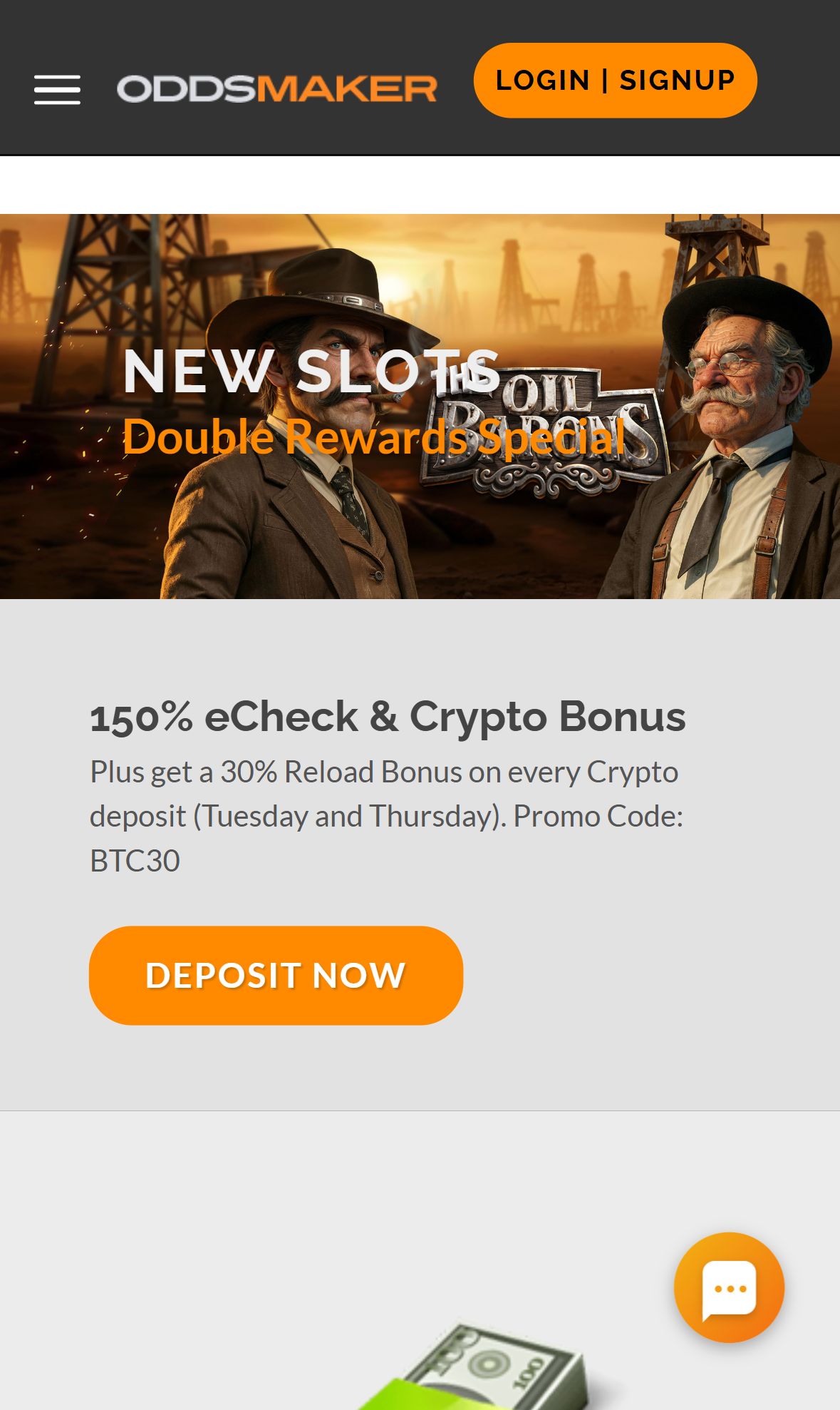 Oddsmaker — Homepage (Mobile)