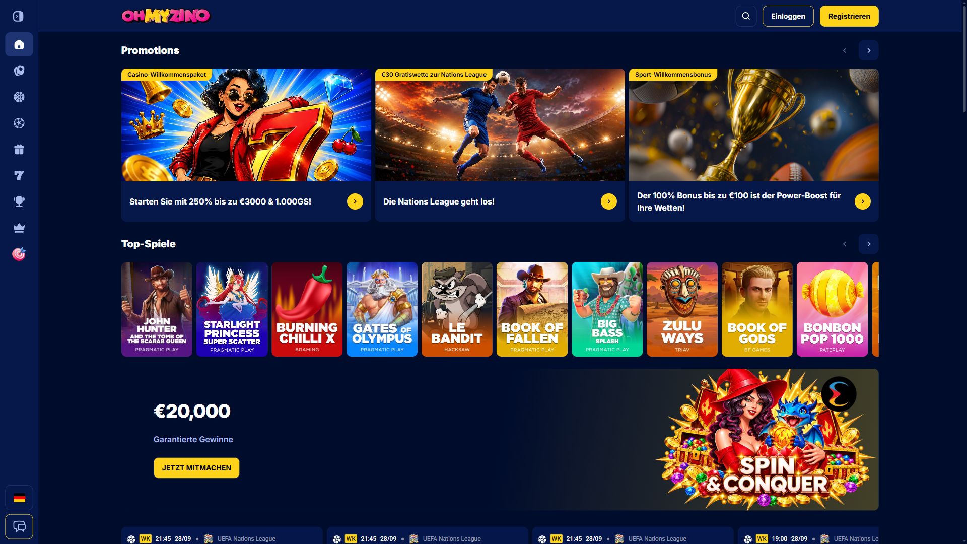 OhMyZino — Startseite (Desktop)