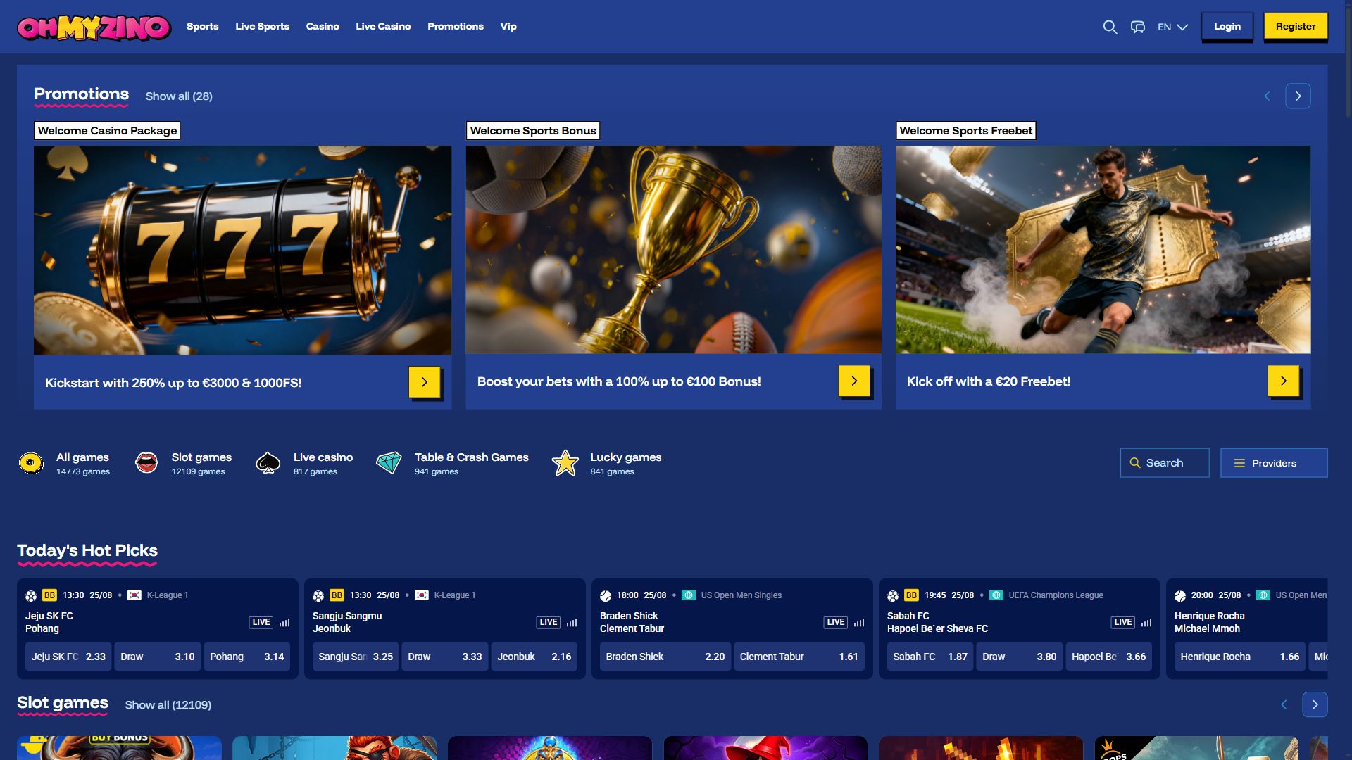 OhMyZino — Homepage (Desktop)